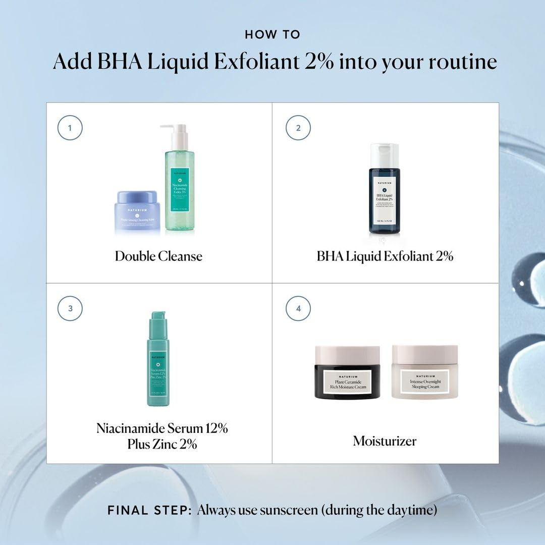 Naturium BHA Liquid Exfoliant night routine image suggests glow-enhancing care