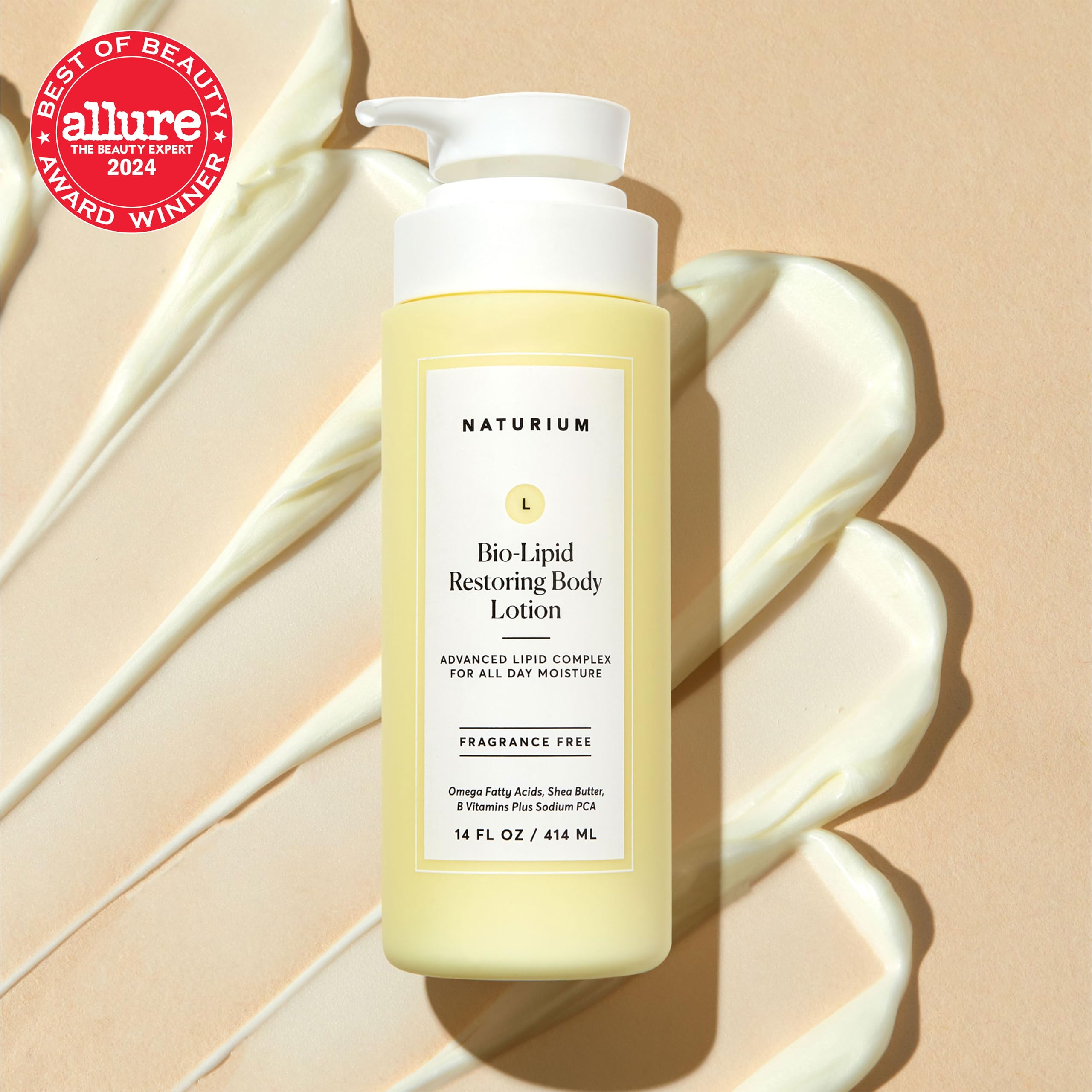 Creamy texture close-up from Naturium Bio-Lipid Restoring lotion for smooth application.