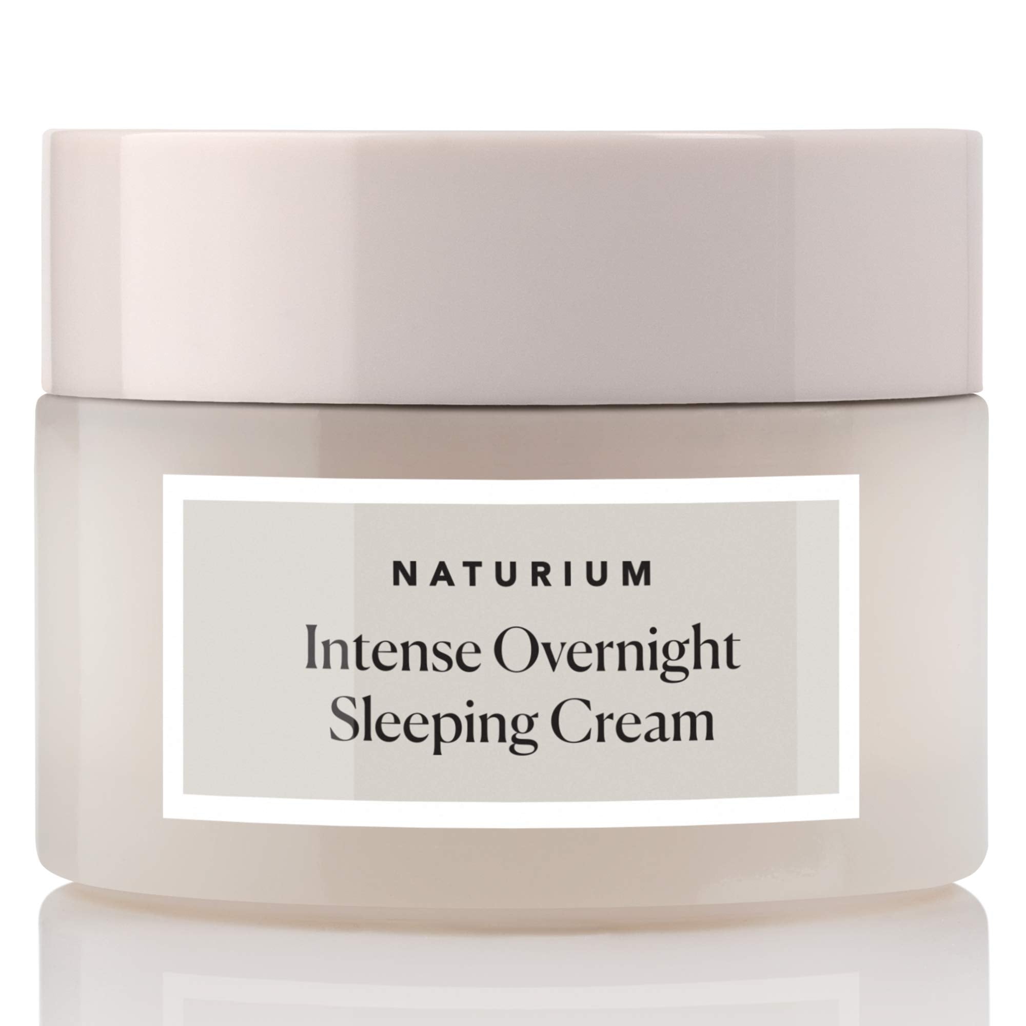 Naturium Intense Overnight Cream jar close-up highlighting rich hydration for overnight glow.