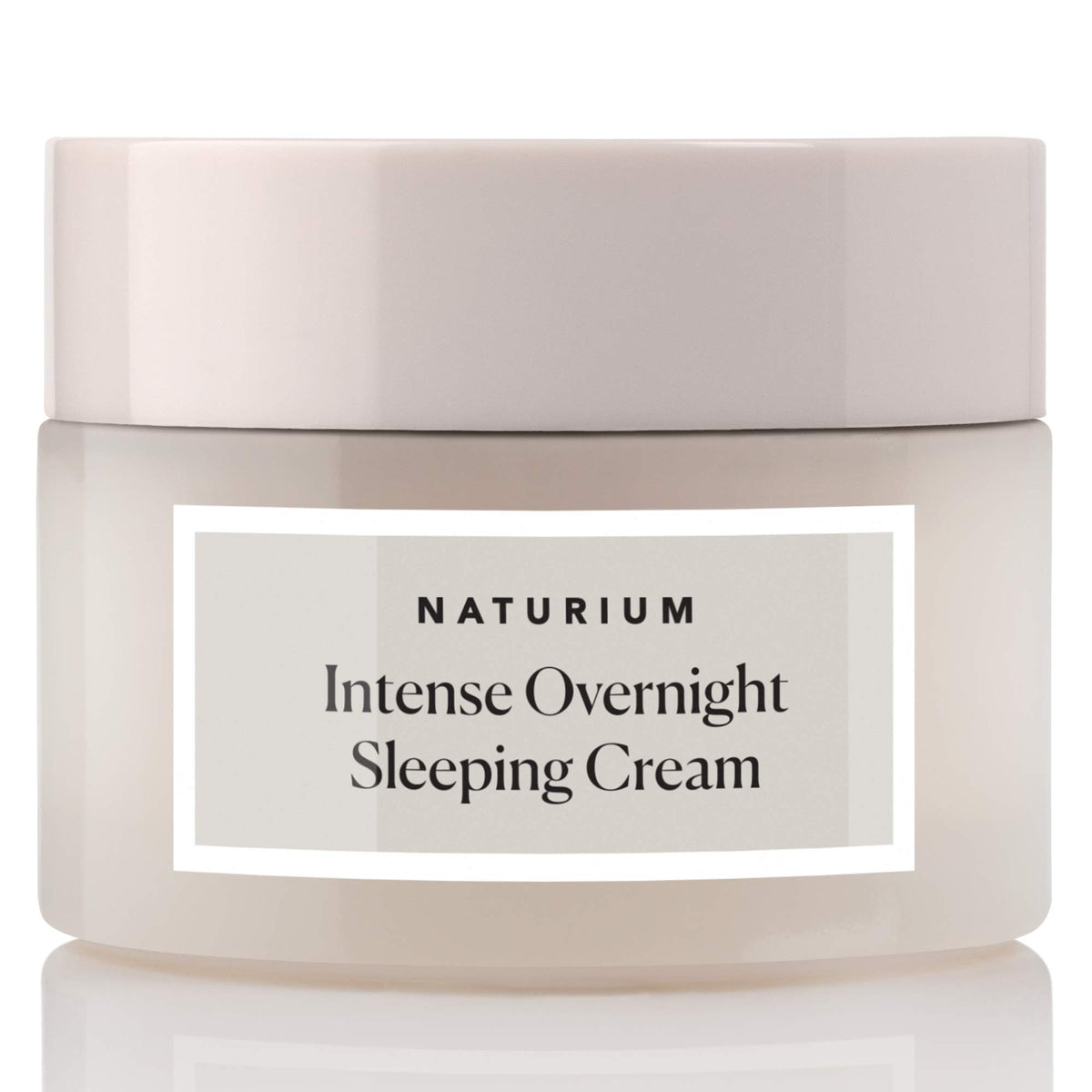 Naturium Intense Overnight Cream jar close-up highlighting rich hydration for overnight glow.