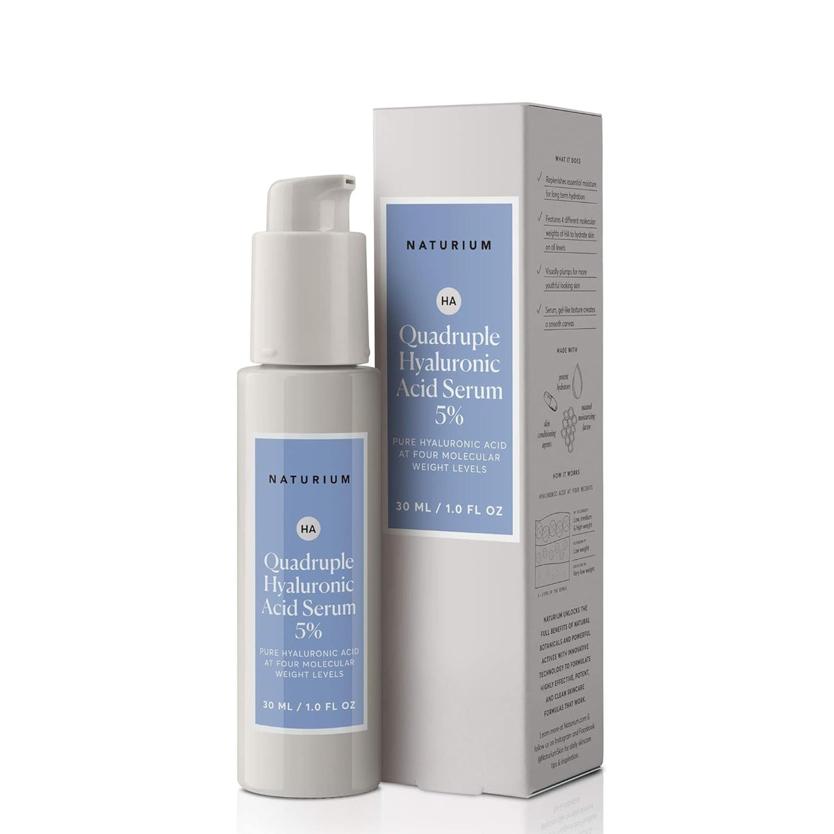 Naturium Quadruple Hyaluronic Serum bottle for easy daily application.