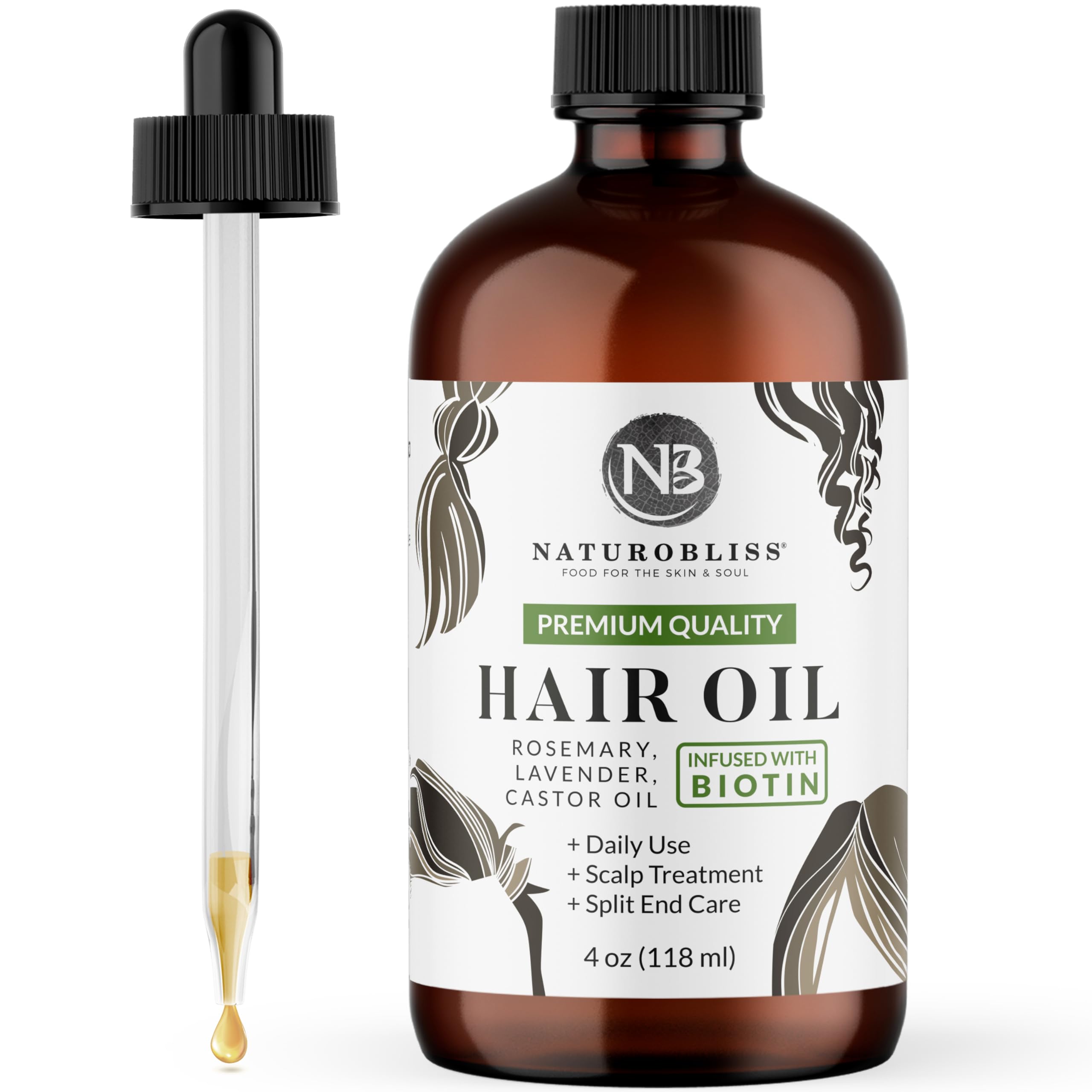 NaturoBliss Castor Rosemary Lavender oil bottle for nourishing hair care