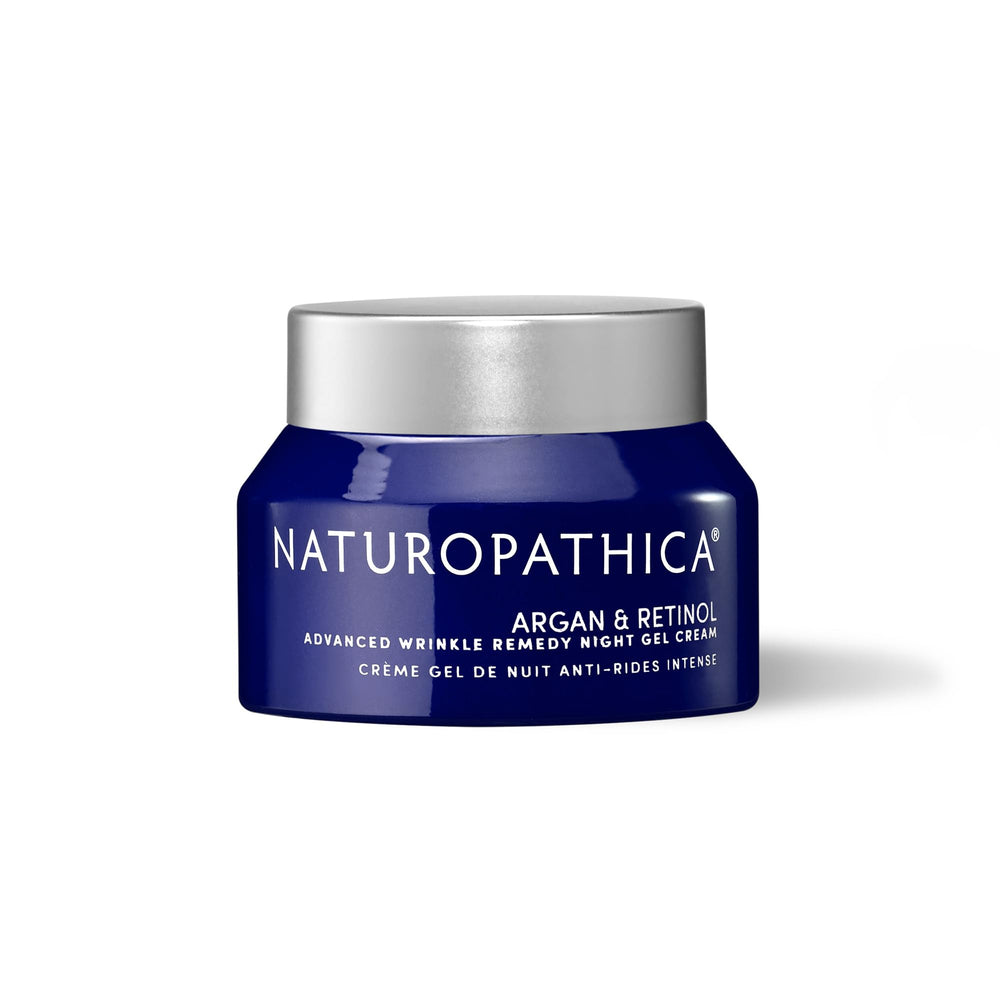 Naturopathica Argan and Retinol Night Gel Cream jar smooths and nourishes skin overnight