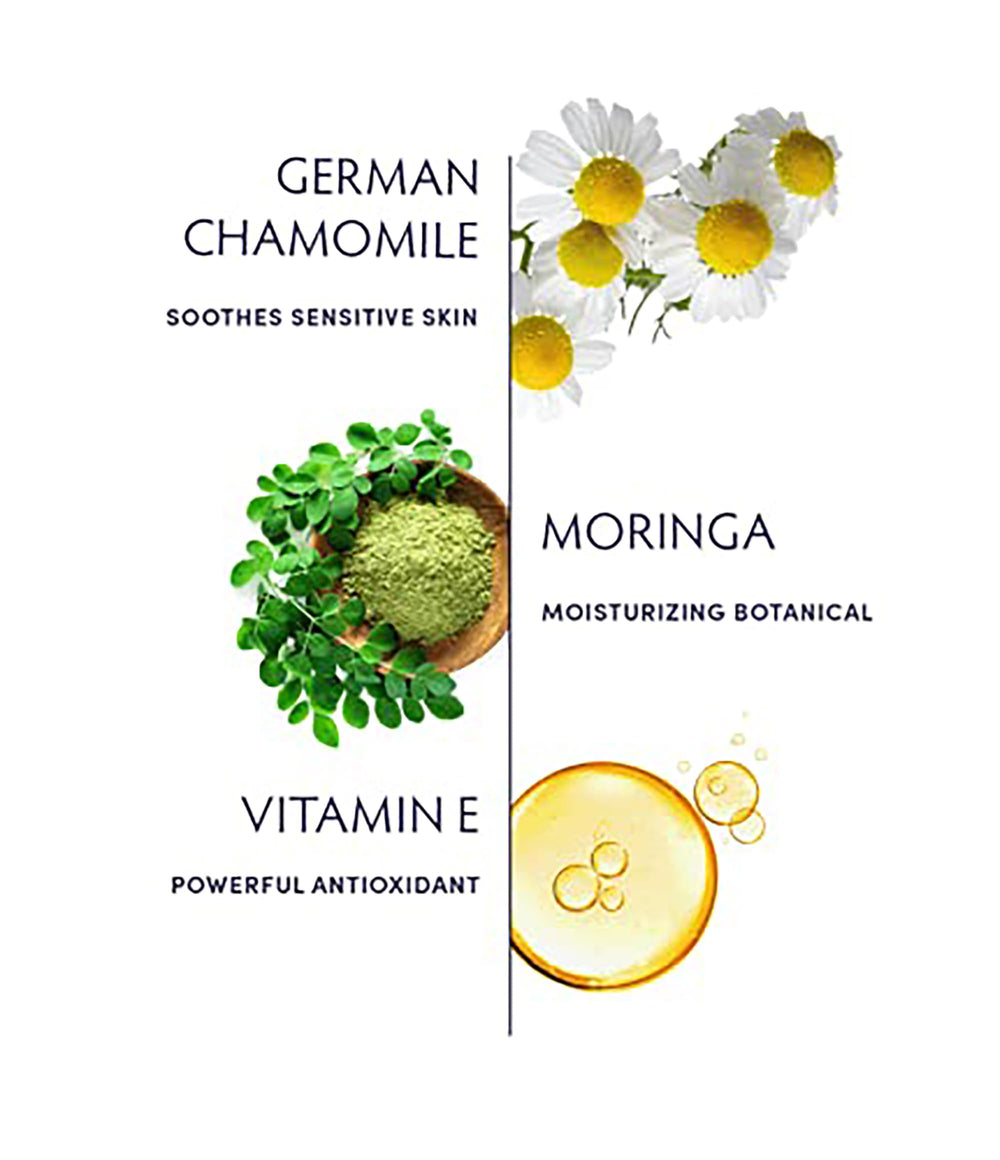 Naturopathica Chamomile Cleansing Milk texture closeup shows creamy, lightweight formula for sensitive skin