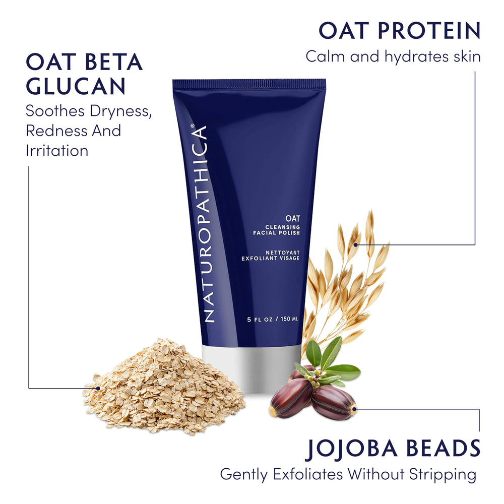 Applying Naturopathica Oat Cleansing Polish as a daily cleanser on damp skin