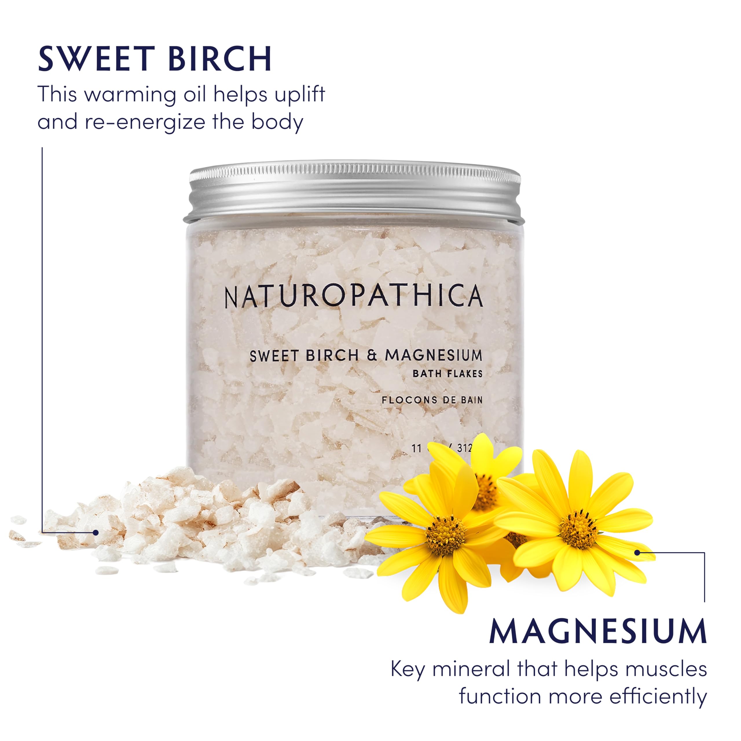 Texture and minerals of Naturopathica flakes support gentle muscle comfort