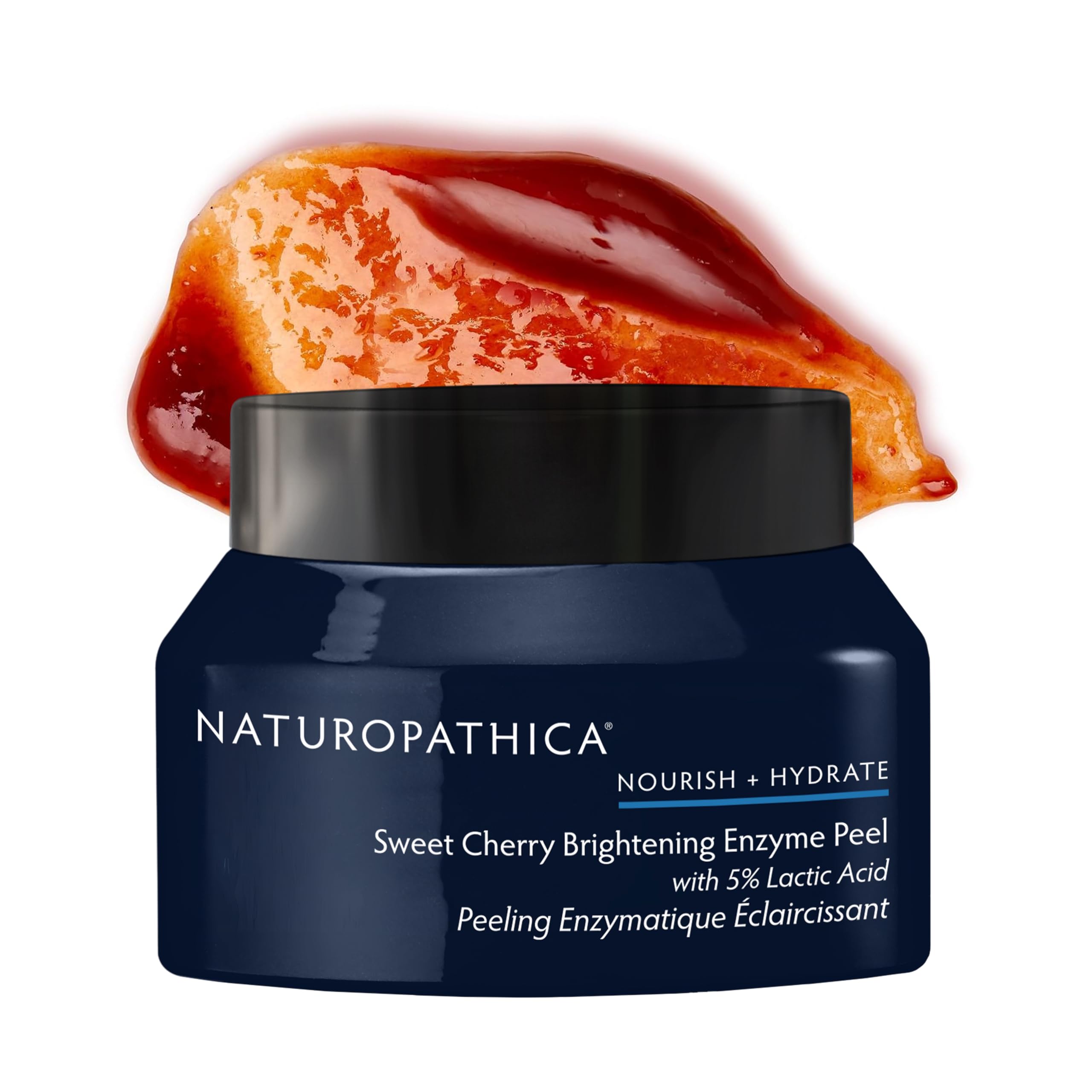 Naturopathica Sweet Cherry Brightening Enzyme Peel jar closeup showing glow-ready skin benefits