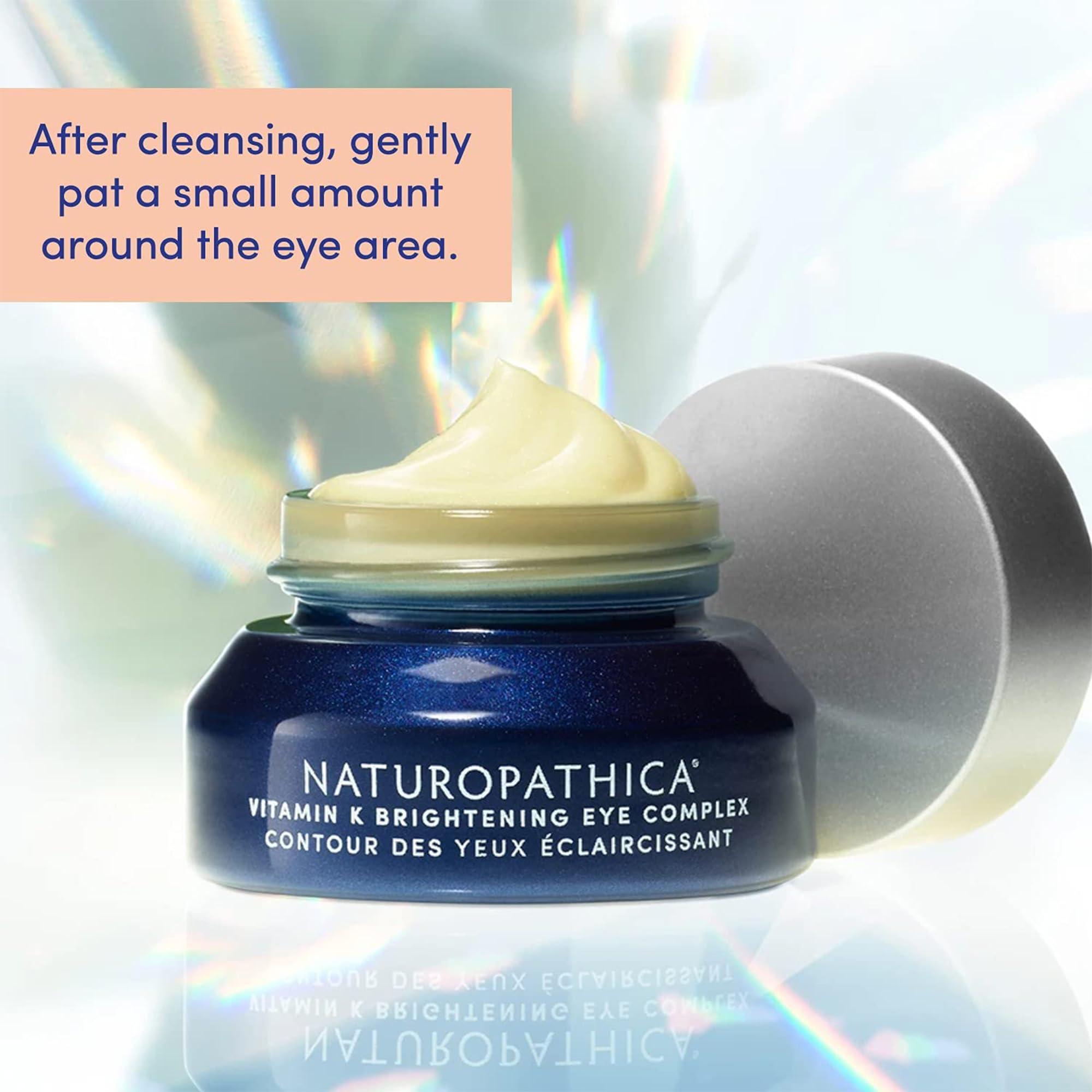 Cream on skin demonstrating smooth, hydrated texture around the eyes.