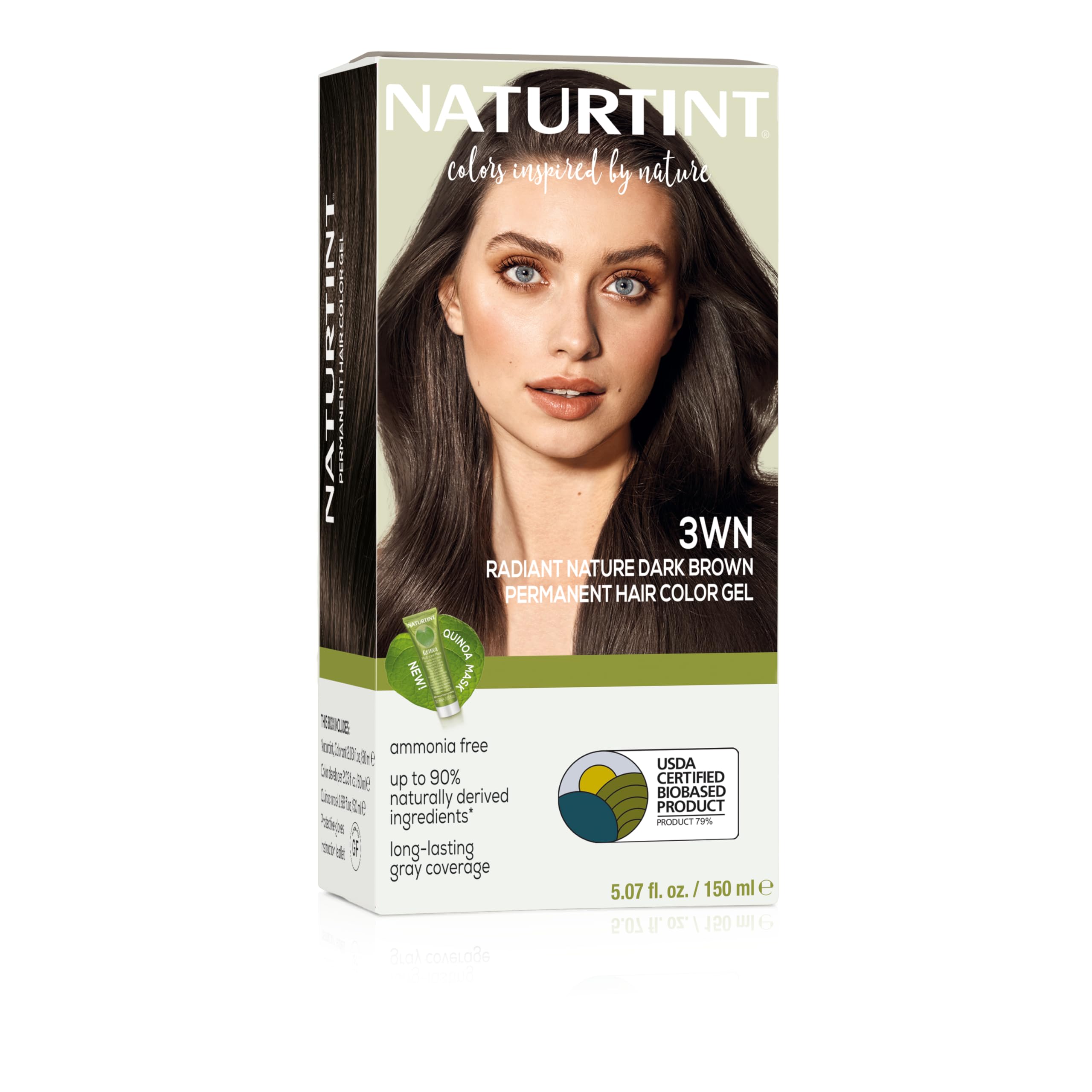 Naturtint 3WN Radiant Nature Dark Brown packaging highlights ammonia-free vegan color for home use.