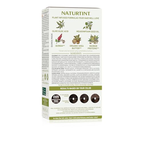 Naturtint 4WN Radiant Nature Brown Glamour ingredients highlighting plant-based formula for healthier hair