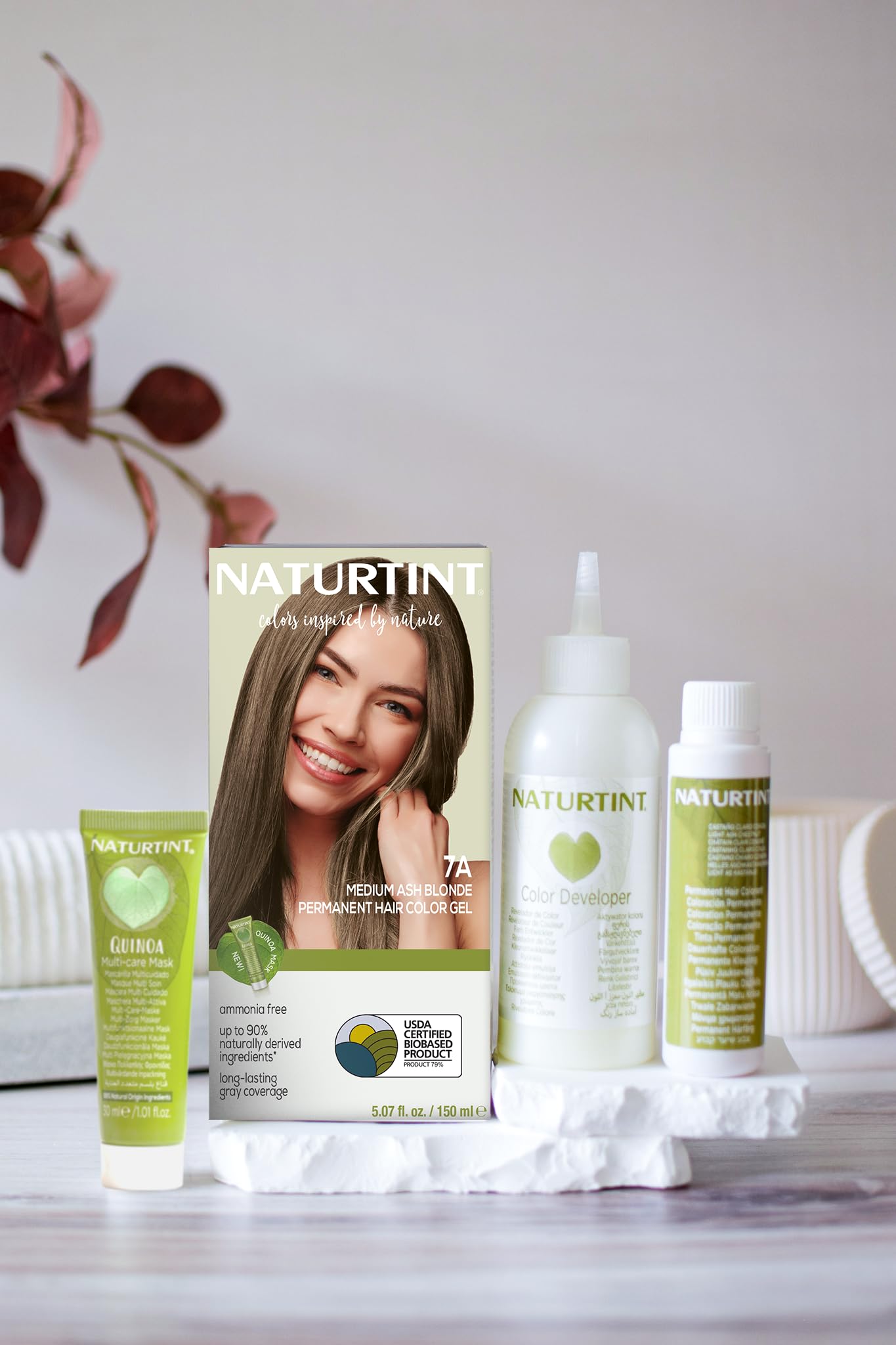 Naturtint 7A ingredients panel highlights plant-based care and cruelty-free ethics.