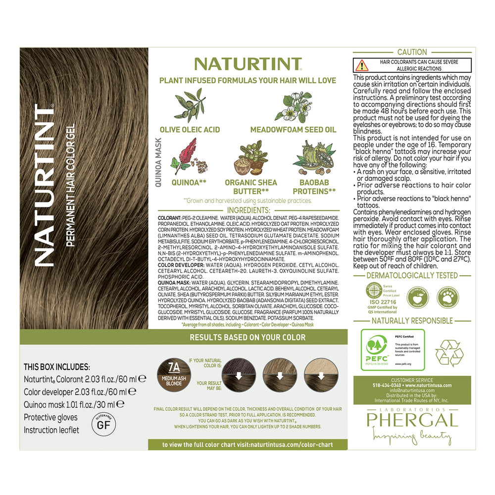 Naturtint 7A swatch shows even coverage and natural-looking ash blonde shade.