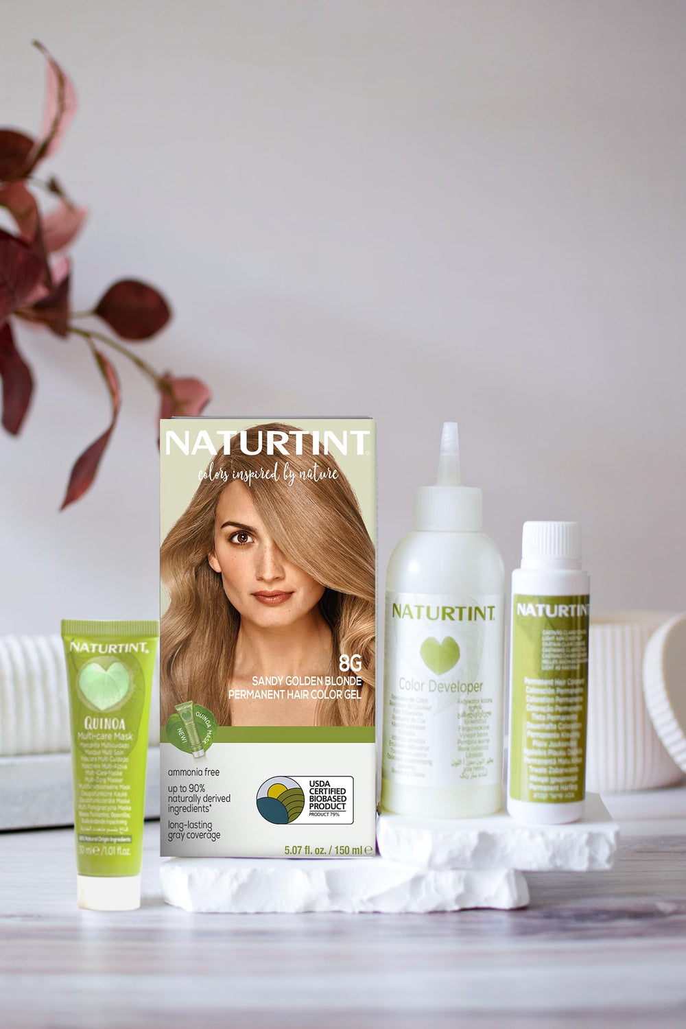 Naturtint 8G Sandy Golden Blonde gloves for mess-free mixing and application