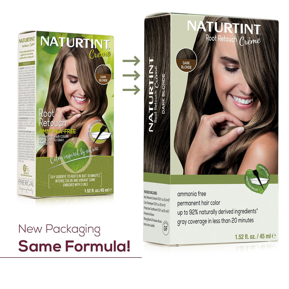 Naturtint Dark Blonde root retouch application shows seamless root blending.