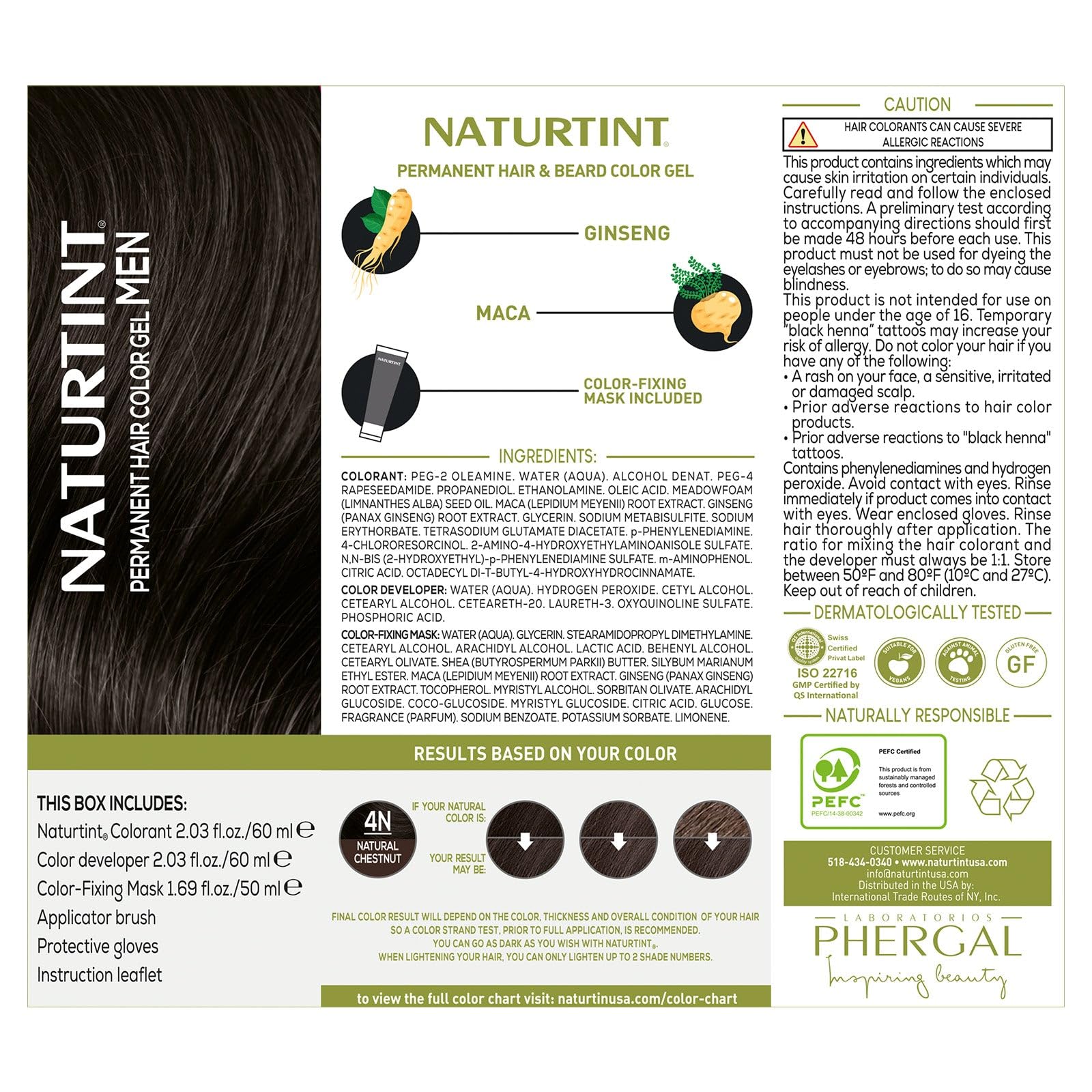 Naturtint Men 4N color swatches showcase the chestnut shade and natural-looking result.