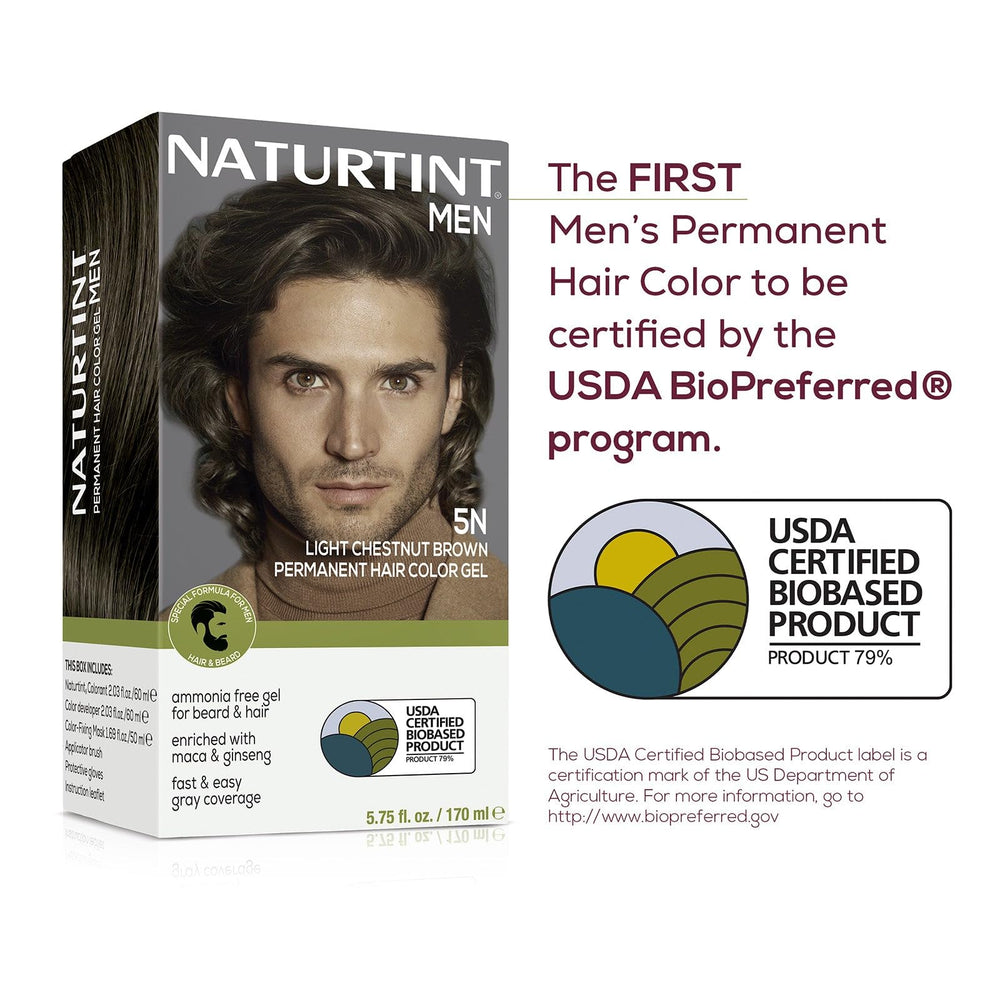 Naturtint Mens 5N chestnut brown packaging and brand details.