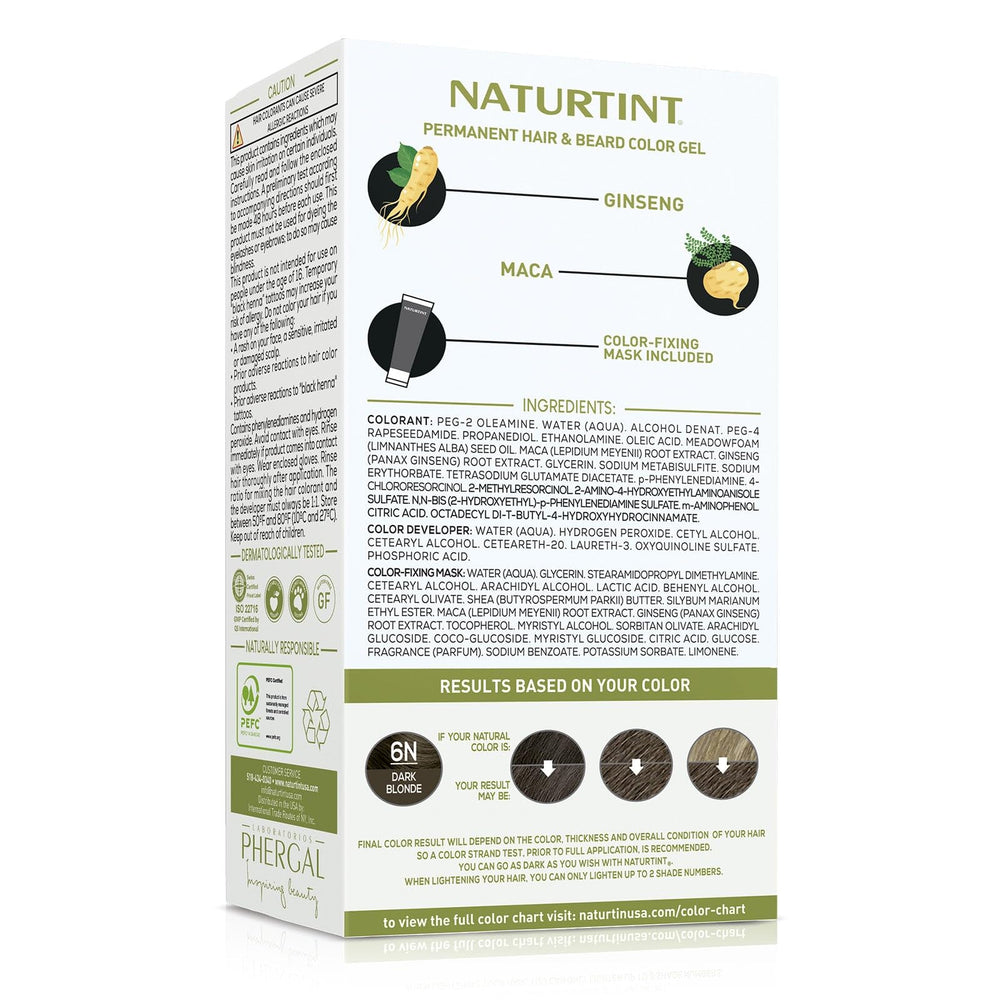 Naturtint Mens Permanent Hair Color 6N beard application tube.