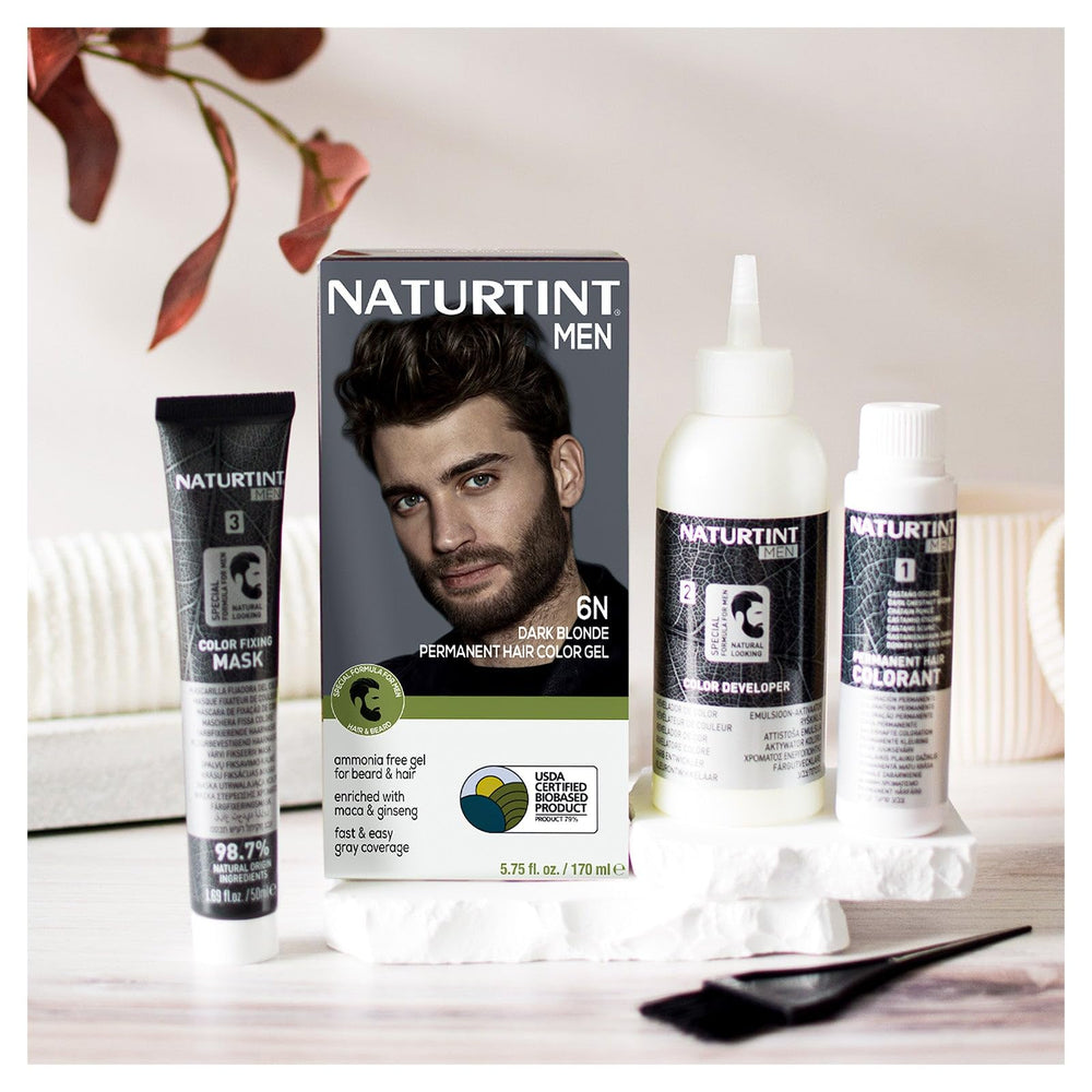 Naturtint Mens Permanent Hair Color 6N maca-ginseng ingredients.
