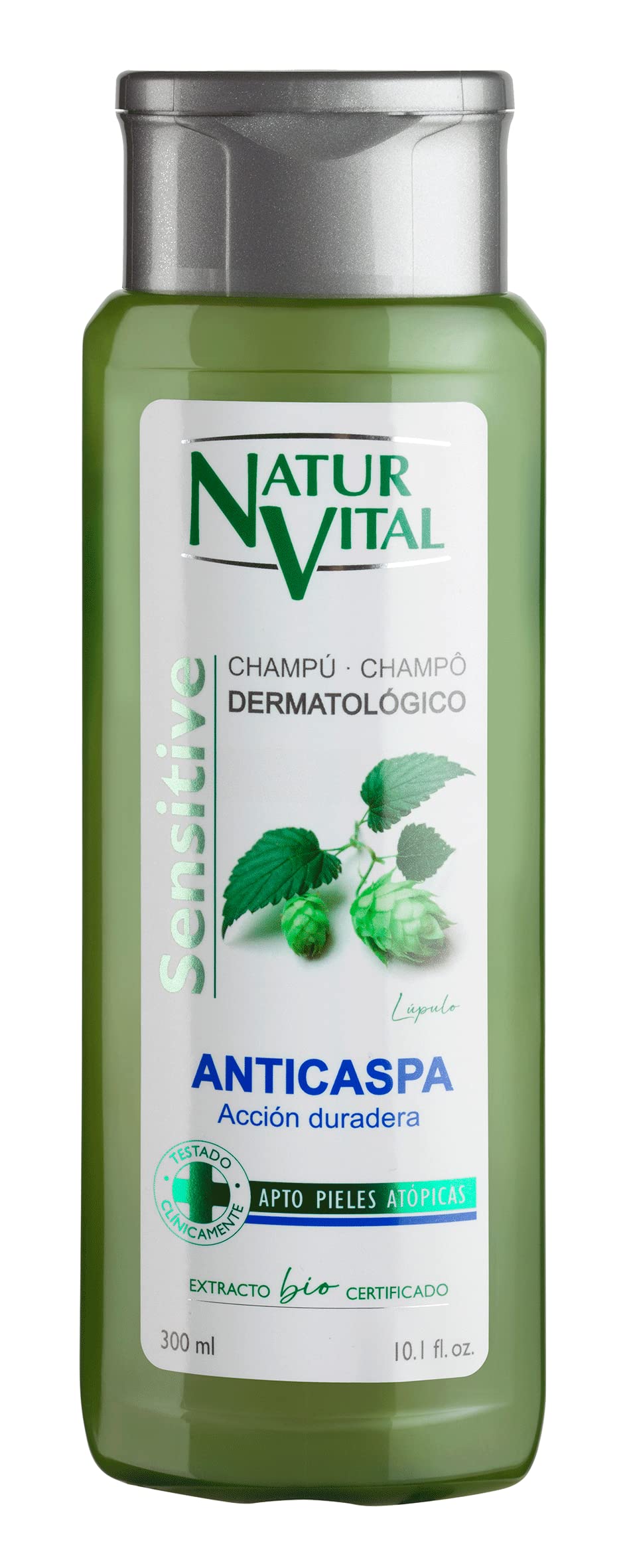 NaturVital anti-dandruff shampoo bottle for daily scalp care with hops and thyme