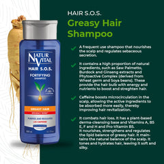 NaturVital greasy shampoo pour demonstrates easy application for oil control.