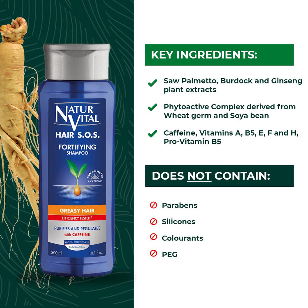 NaturVital phytoactive complex ingredients with saw palmetto, burdock, and ginseng nourish the scalp.