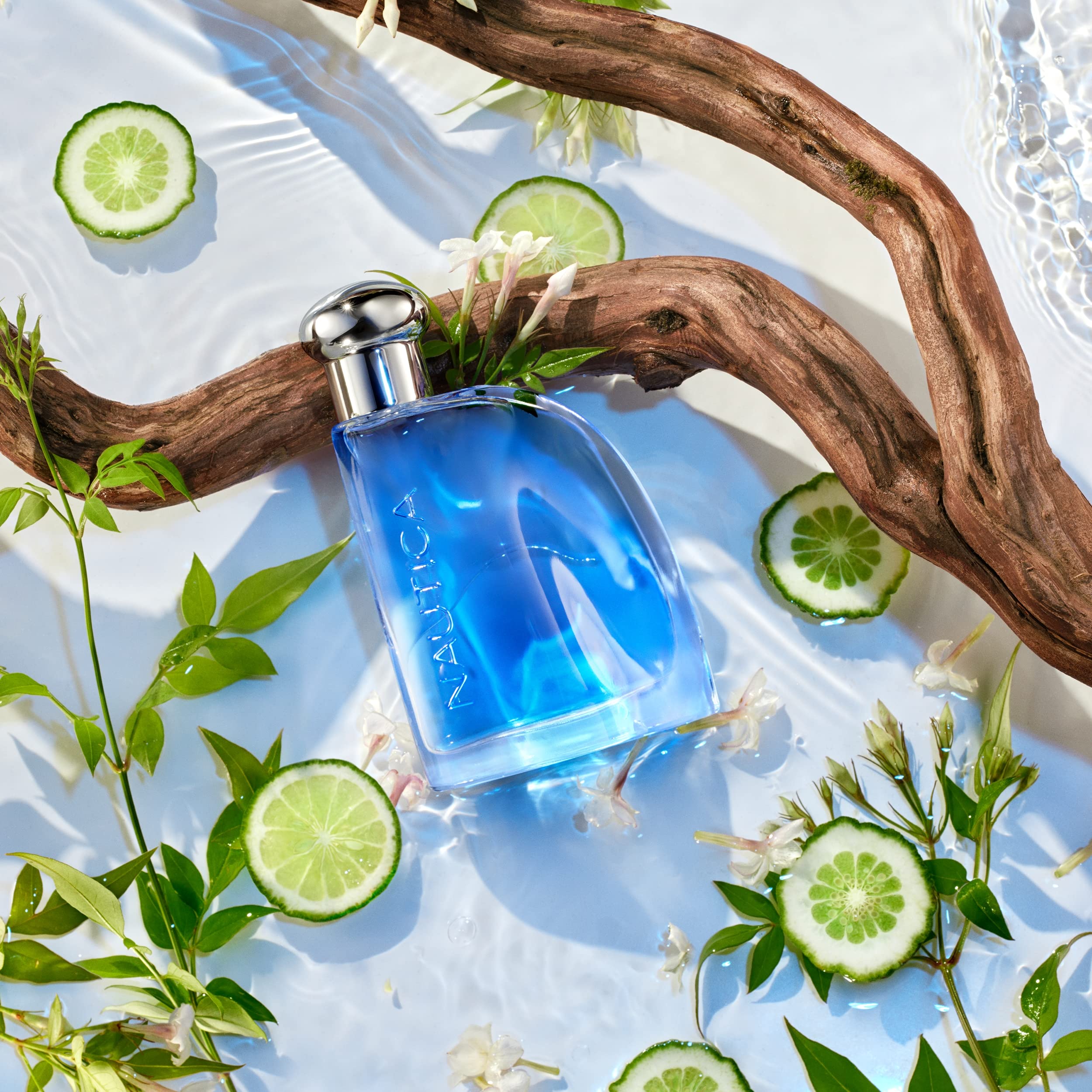Nautica Blue bottle-closeup emphasizes crisp notes of pineapple and bergamot.