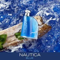 Nautica Blue packaging-label shot highlights travel-friendly 3.4 oz size.