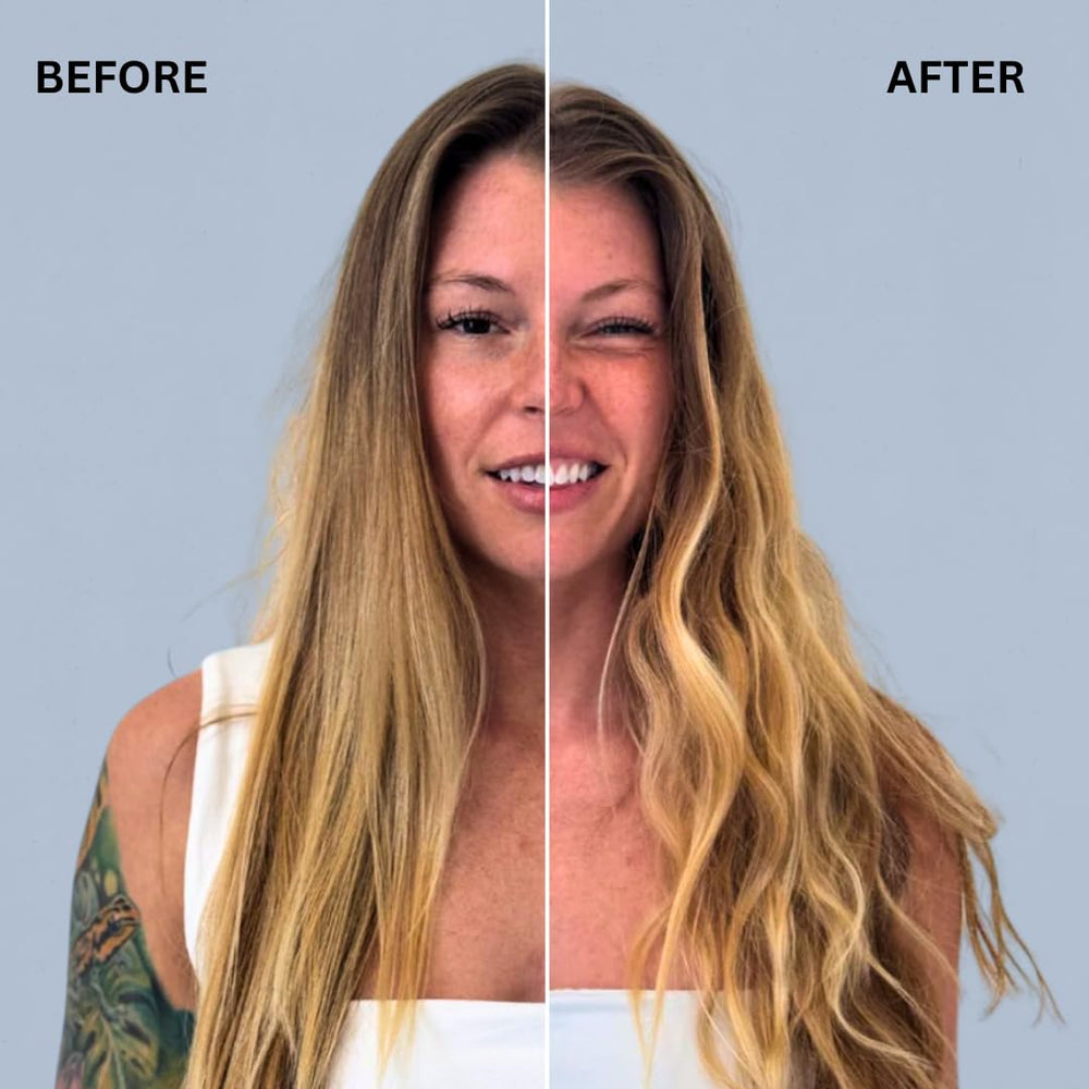 Navy Hair Care Dry Texture Spray being applied to hair for extra lift