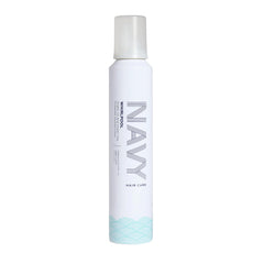 NAVY Hair Care Whirlpool Styling Foam bottle highlighting argan oil for frizz control.