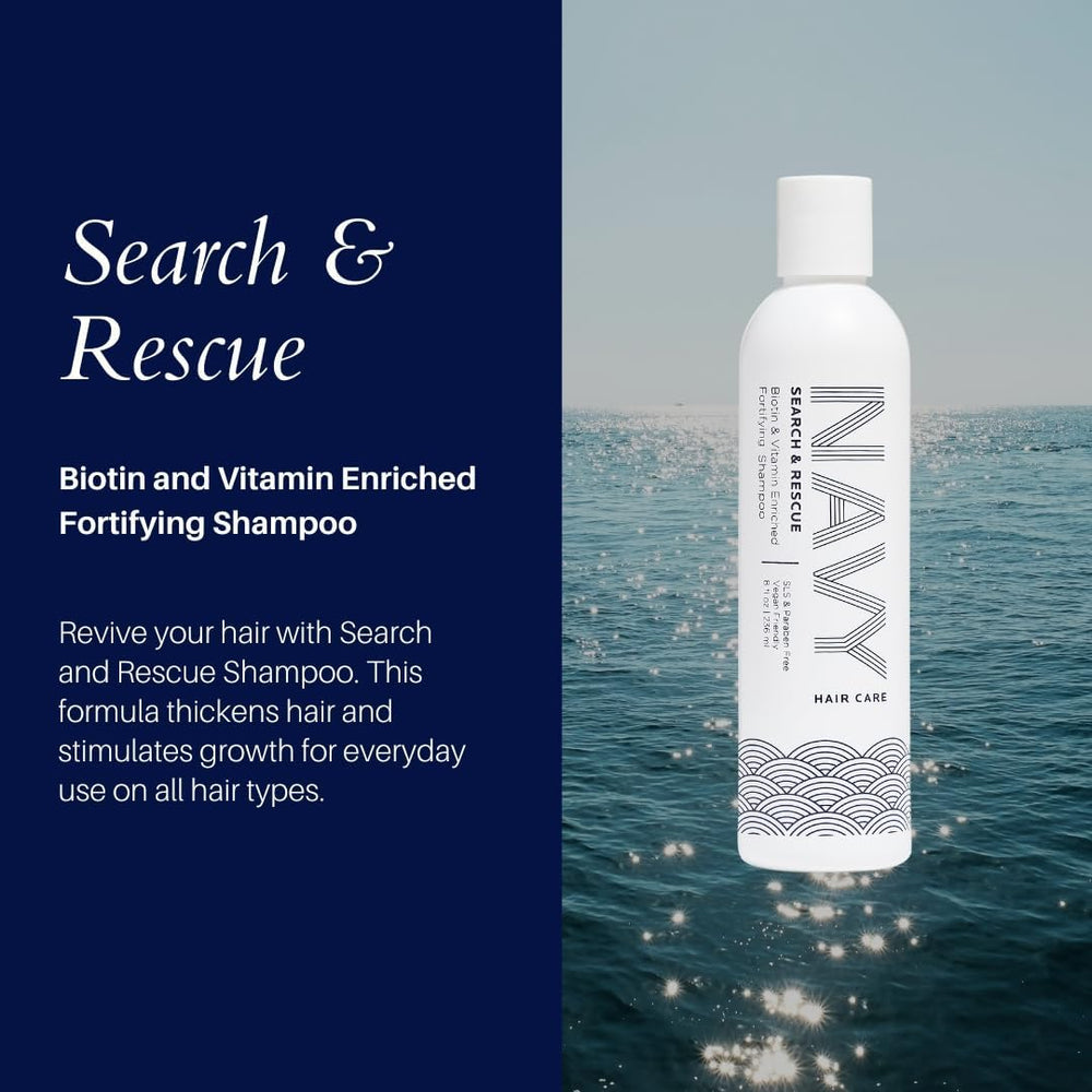 Creamy lather from NAVY HAIR CARE Search and Rescue Shampoo during cleansing