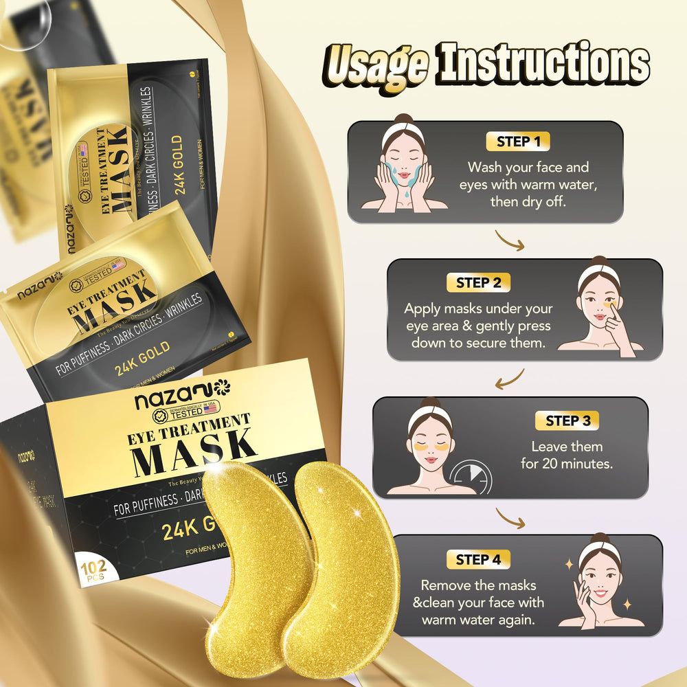 NAZANO 24K Gold eye care set promotes daily skincare ritual.