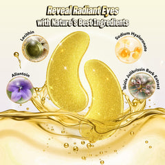 NAZANO 24K Gold under-eye patches on skin for refreshed appearance.