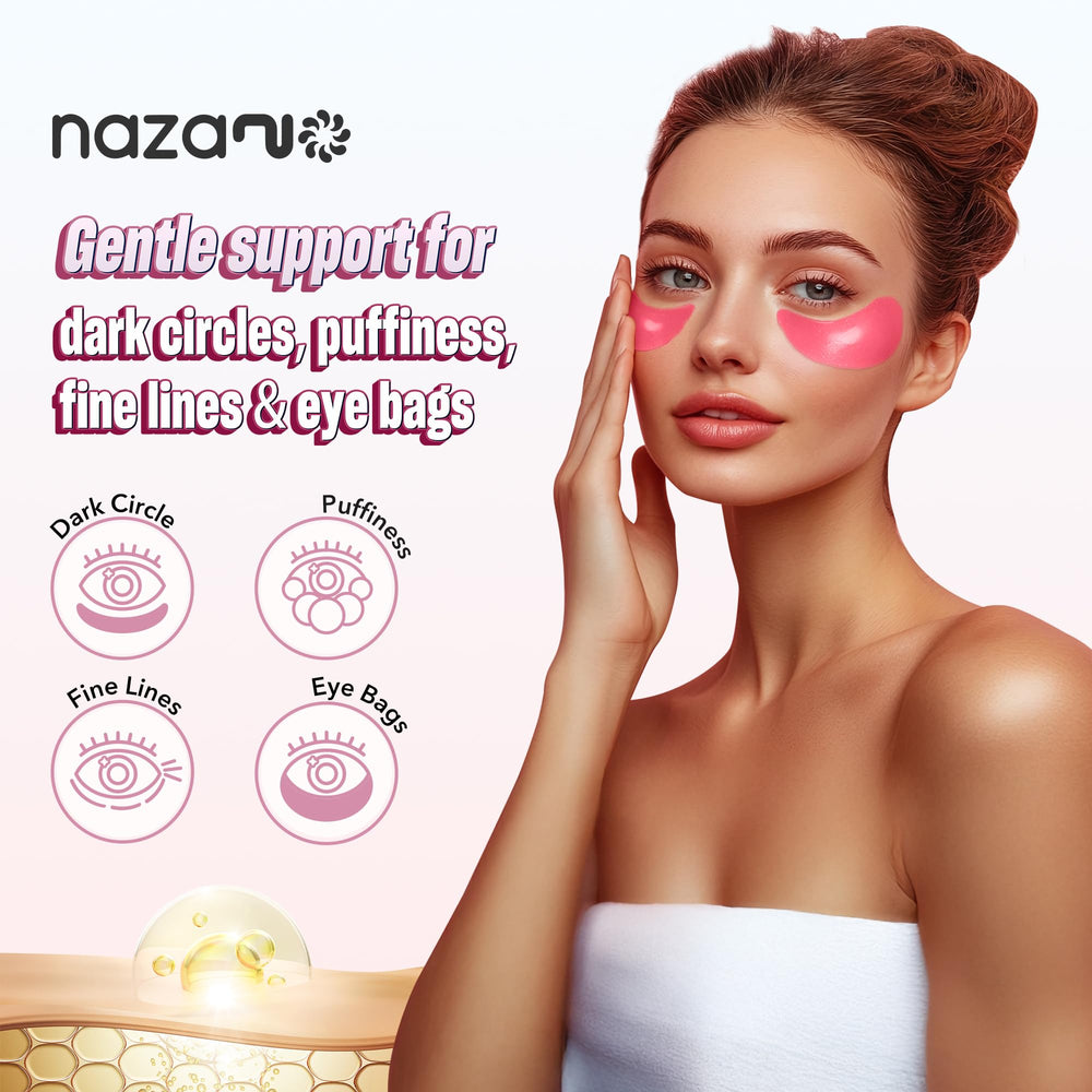 Nazano under-eye patches for puffy eyes reduce swelling and provide cooling relief.