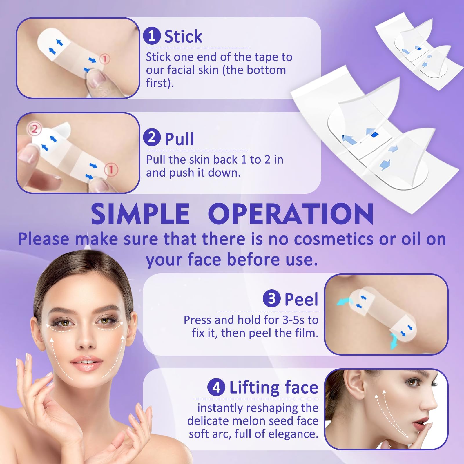 NBF Face Lift Tape easy application for quick, confident reshaping
