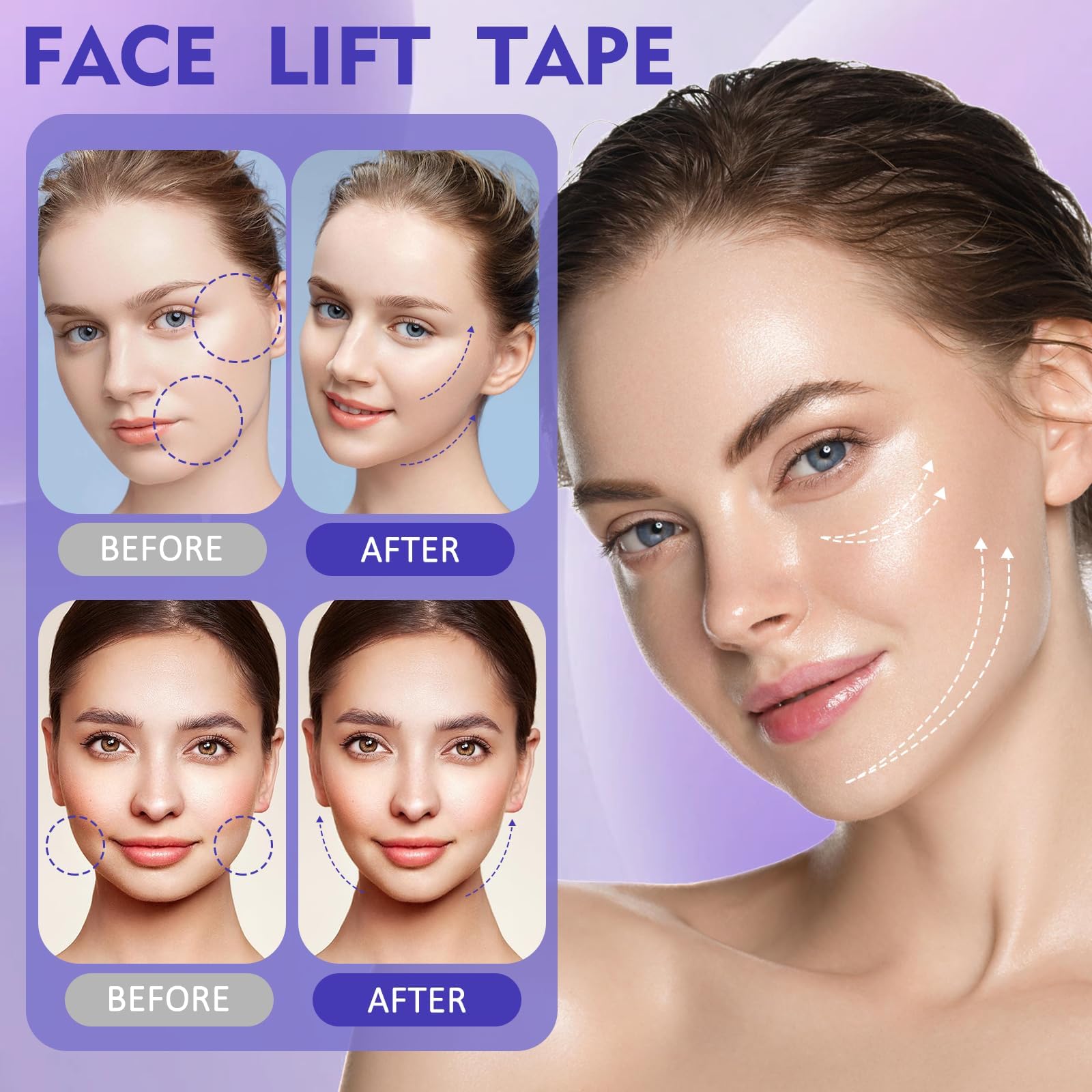 NBF Face Lift Tape natural contour for a subtle, defined jawline