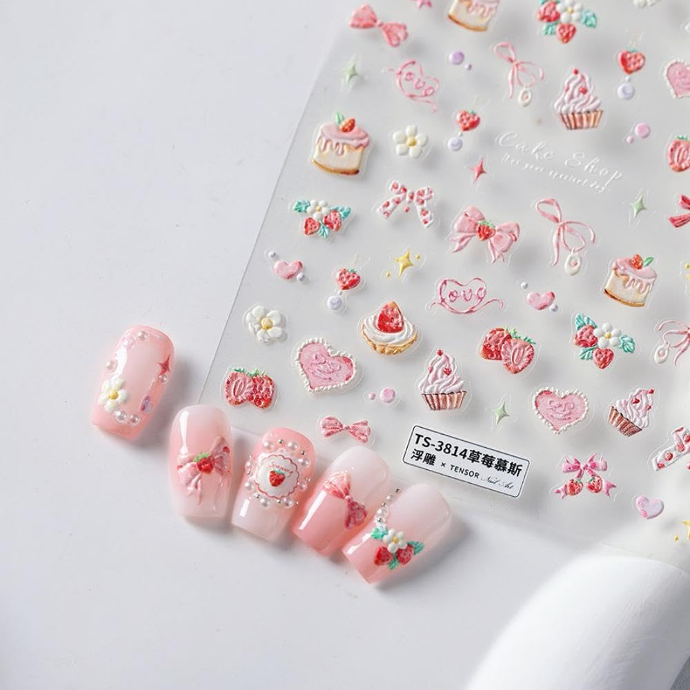 NBNTGH cake-design bow pattern nail stickers for creative manicures