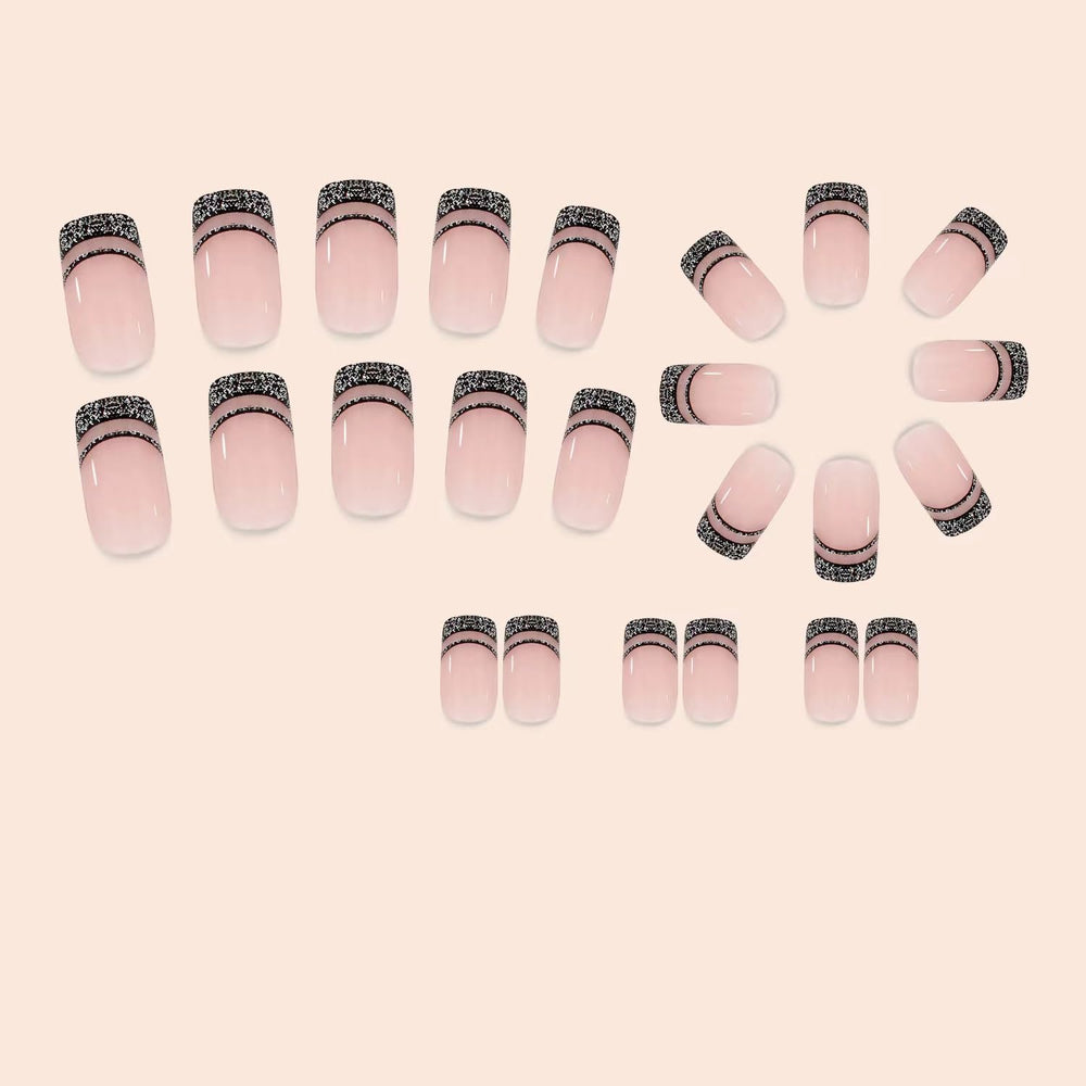NBNTGH nude glitter nails versatile bling for daily wear
