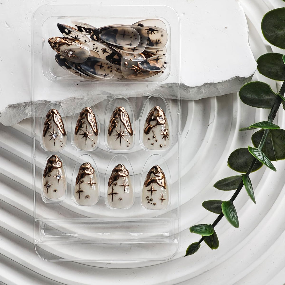 NBNTGH packaging shows 24-piece nail set with nails, tabs, sticks, and stickers