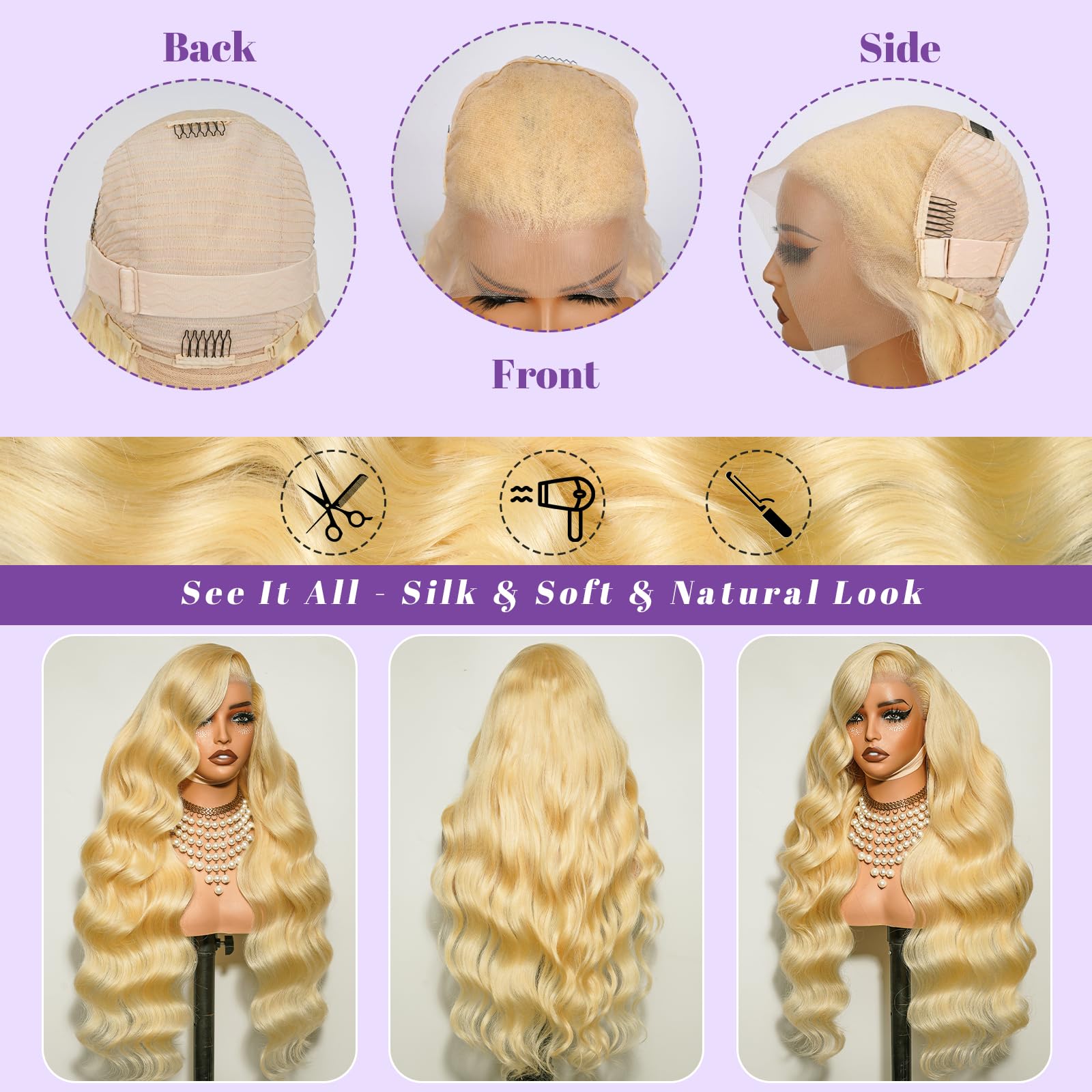 NBRUW 613 lace front wig melted hairline detail enhances realism.