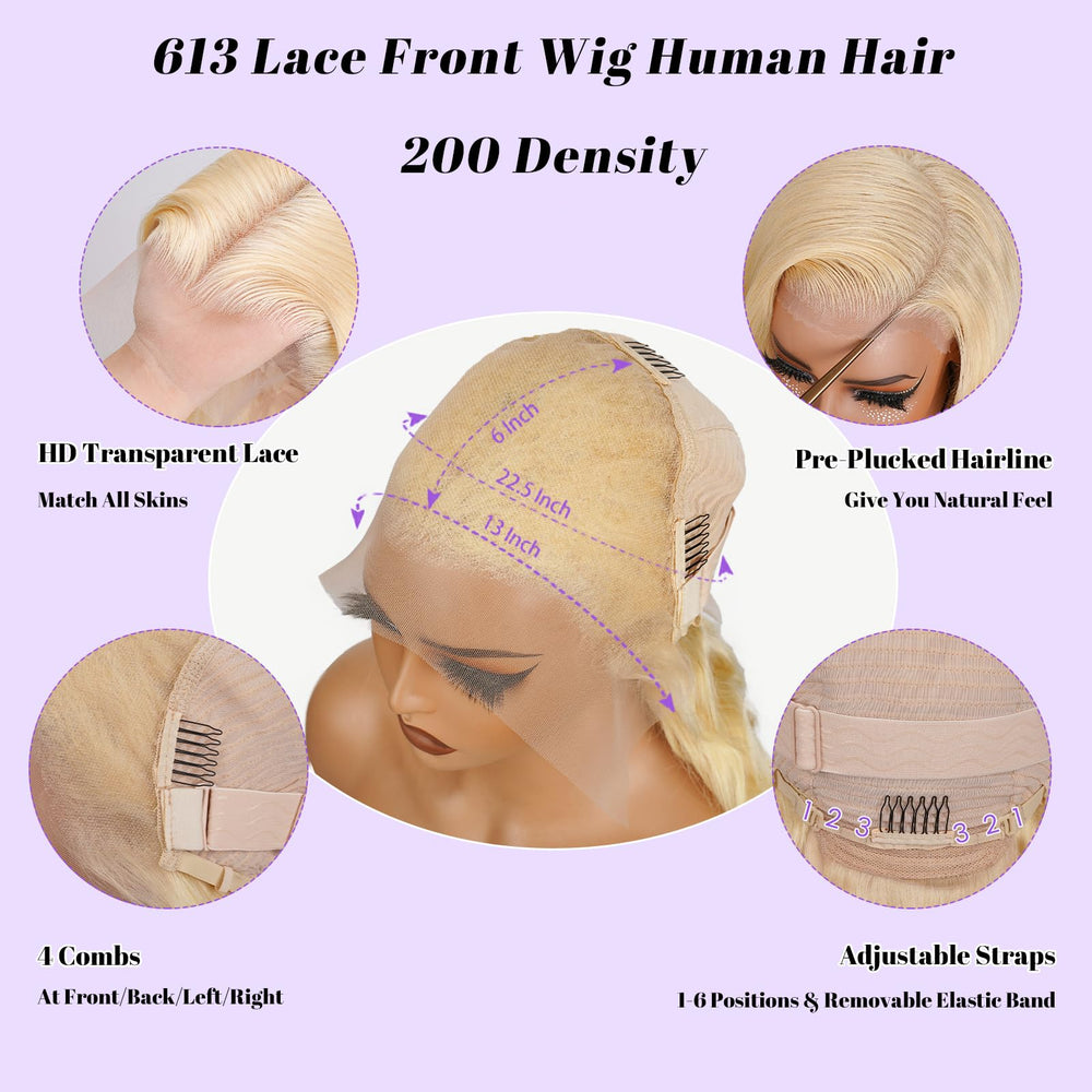 NBRUW 613 lace front wig pre-plucked hairline for natural-looking part.