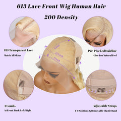 NBRUW 613 lace front wig pre-plucked hairline for natural-looking part.
