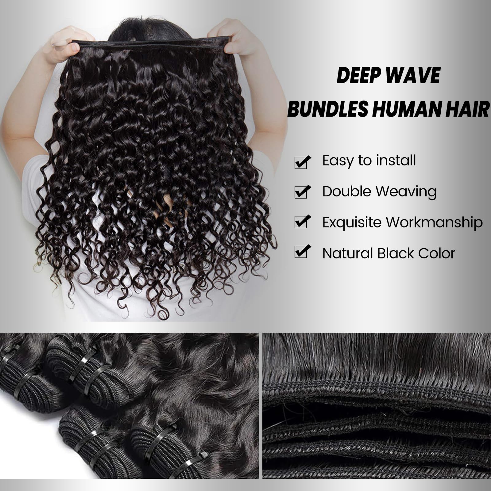 NBRUW deep wave bundles 22-inch weft for balanced length and texture.