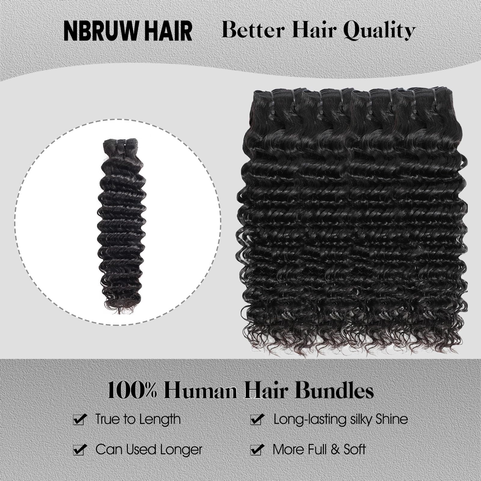 NBRUW deep wave bundles 24-inch weft for dramatic length and fullness.