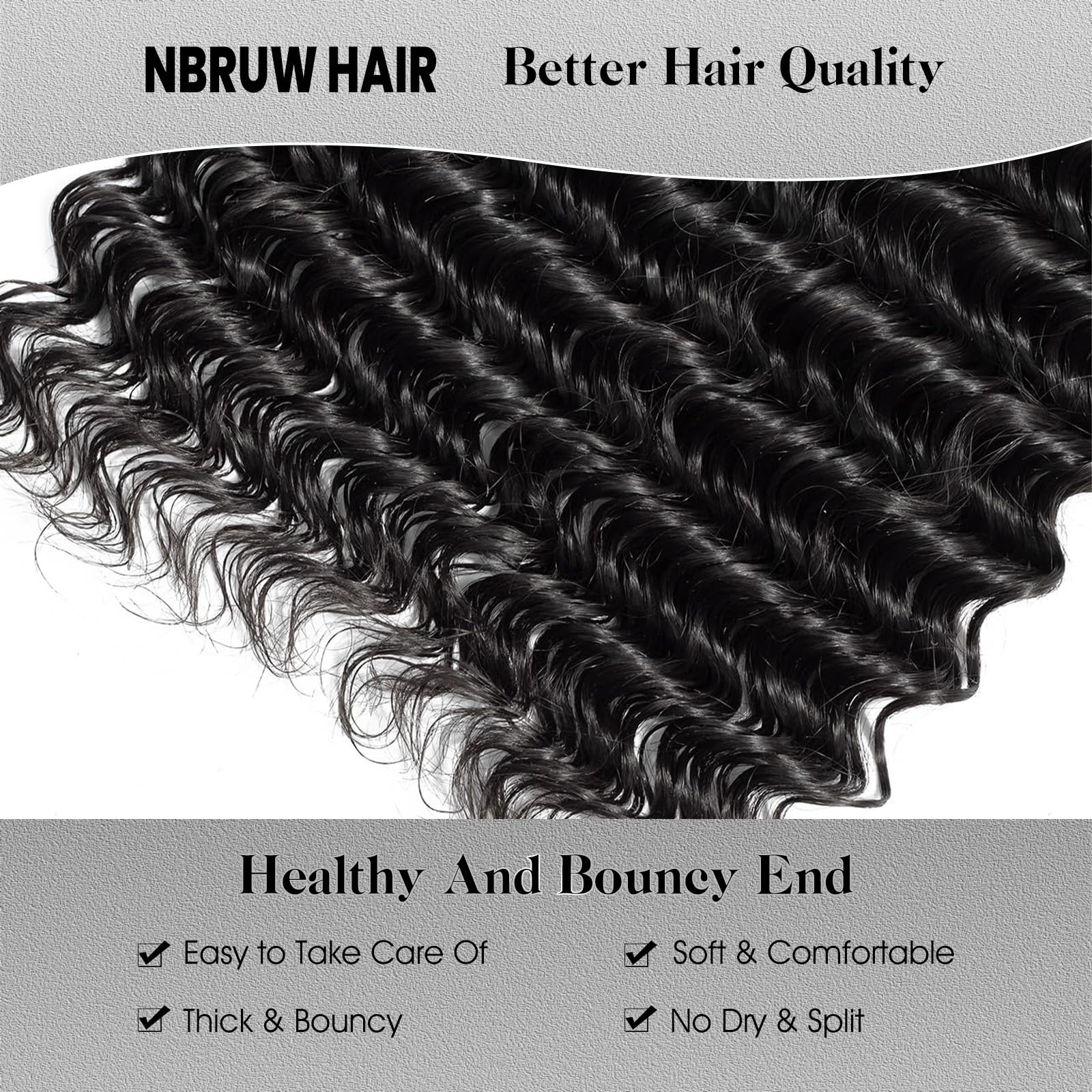 NBRUW natural black 12A virgin hair for versatile styling and durability.