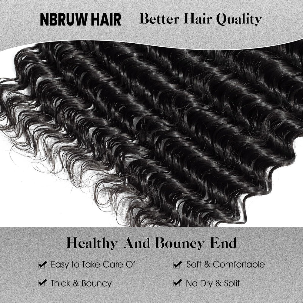 NBRUW natural black 12A virgin hair for versatile styling and durability.