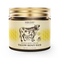 NBUDIY beef tallow skin balm packaging highlights premium grass-fed ingredients for nourished skin