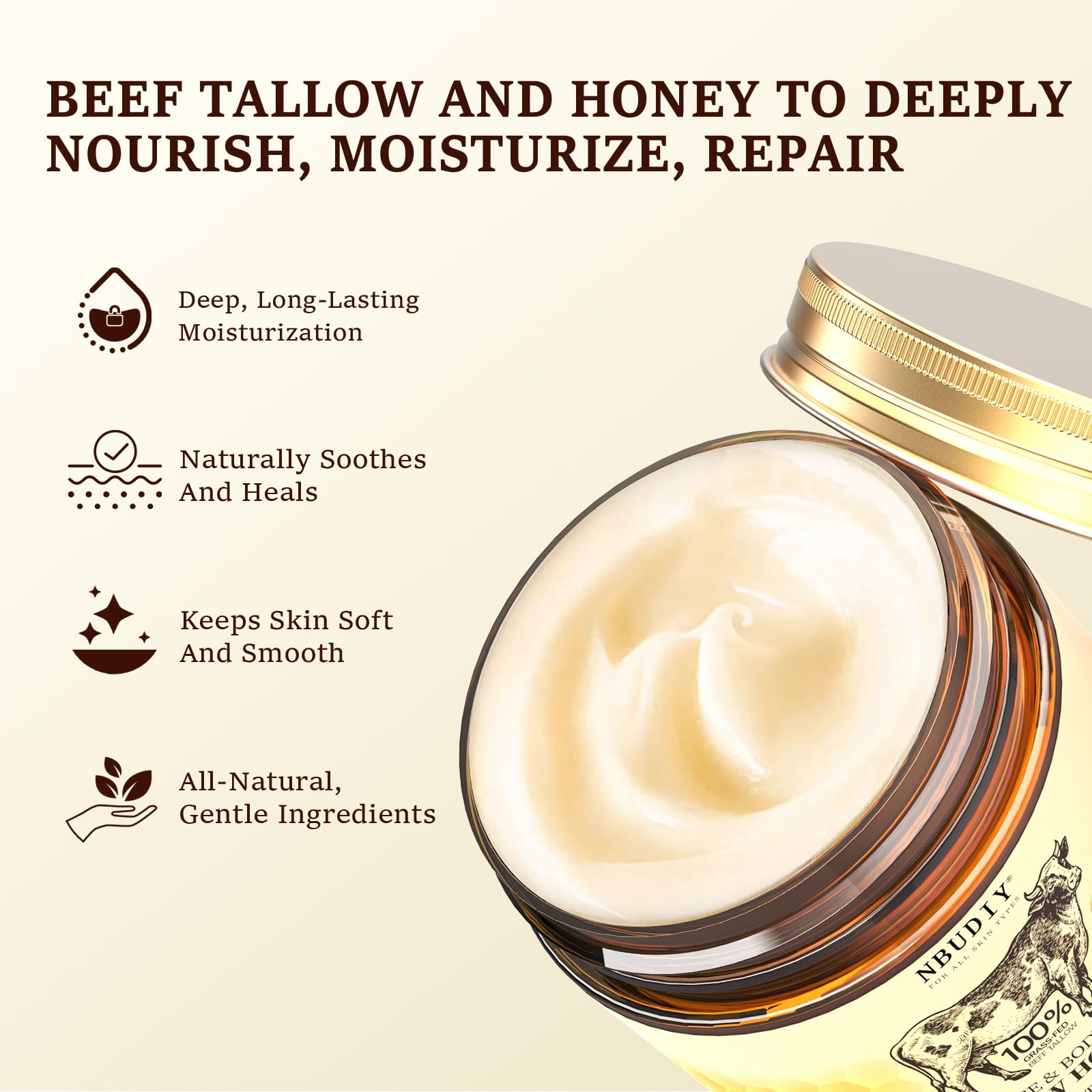 NBUDIY fragrance-free formula absorbs quickly for sensitive skin comfort