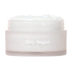 NCLA Beauty Hey Sugar jar shows exfoliating scrub for silky, smooth skin
