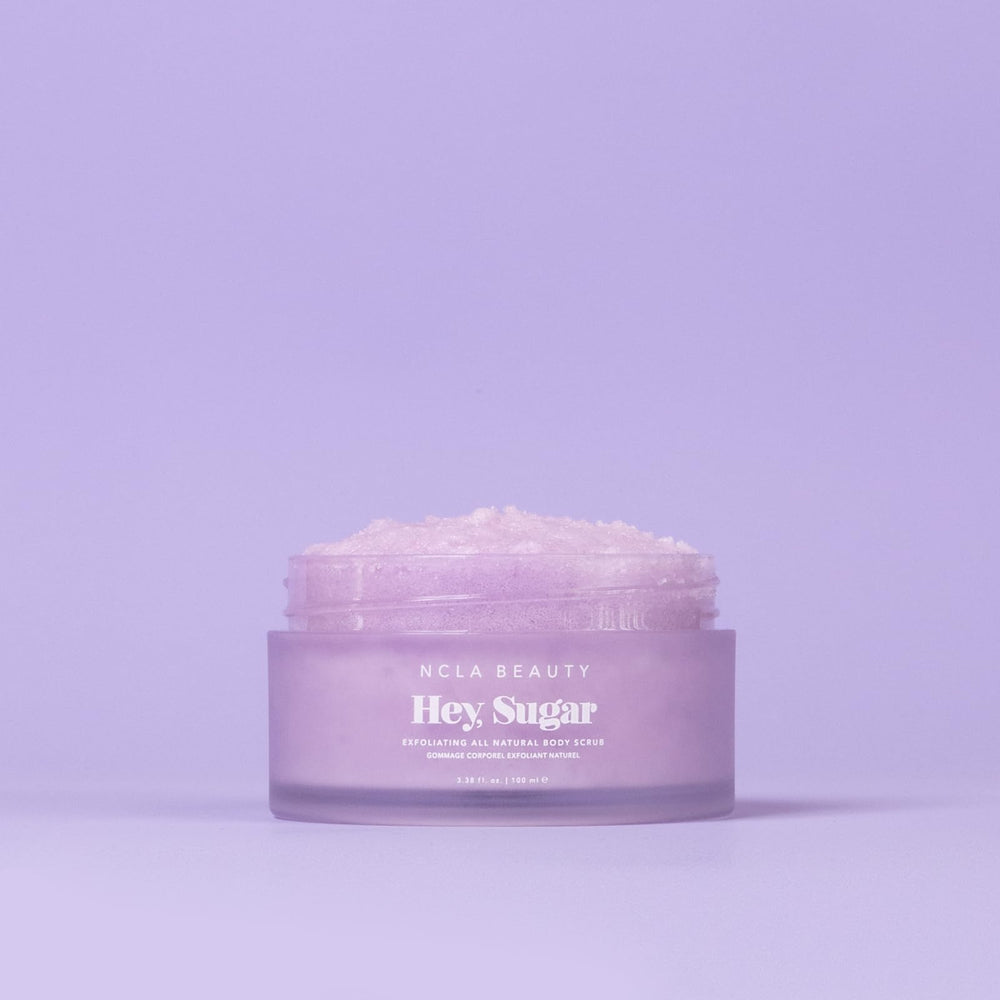 After use, skin appears soft, hydrated, and refreshed with Hey Sugar.