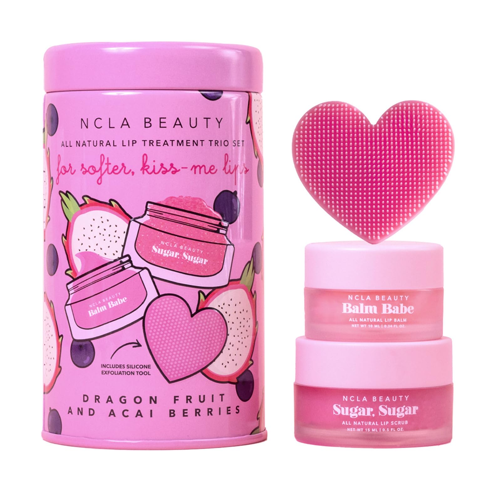 NCLA lip balm in Dragon Fruit Acai Berry for intense hydration.